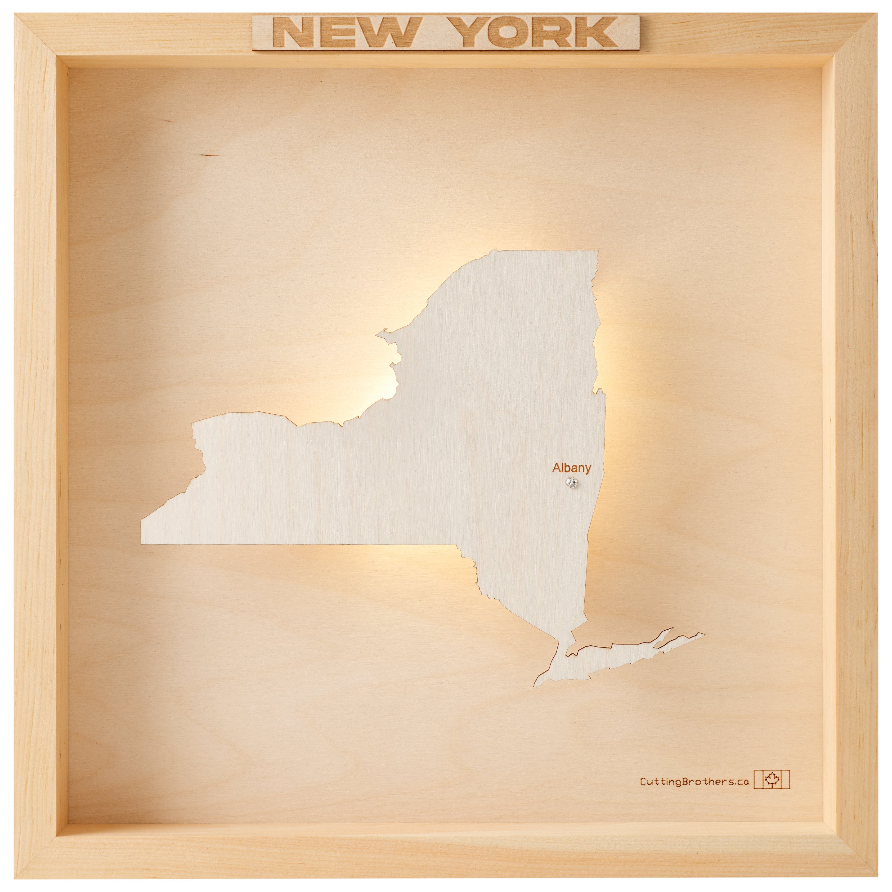 NEW YORK LED LIGHT WOODEN WALL MAP - Version S