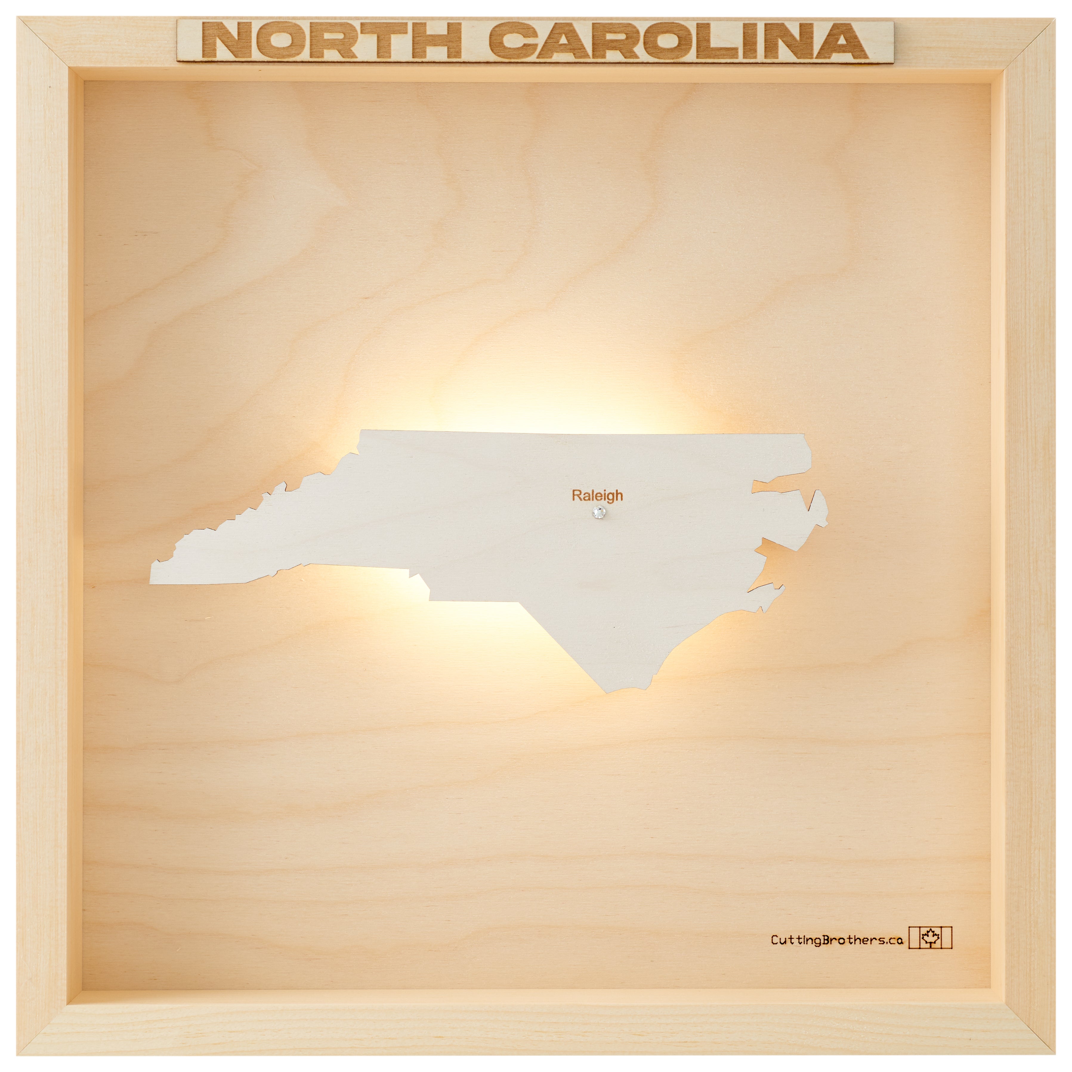 NORTH CAROLINA LED LIGHT WOODEN WALL MAP - Version S