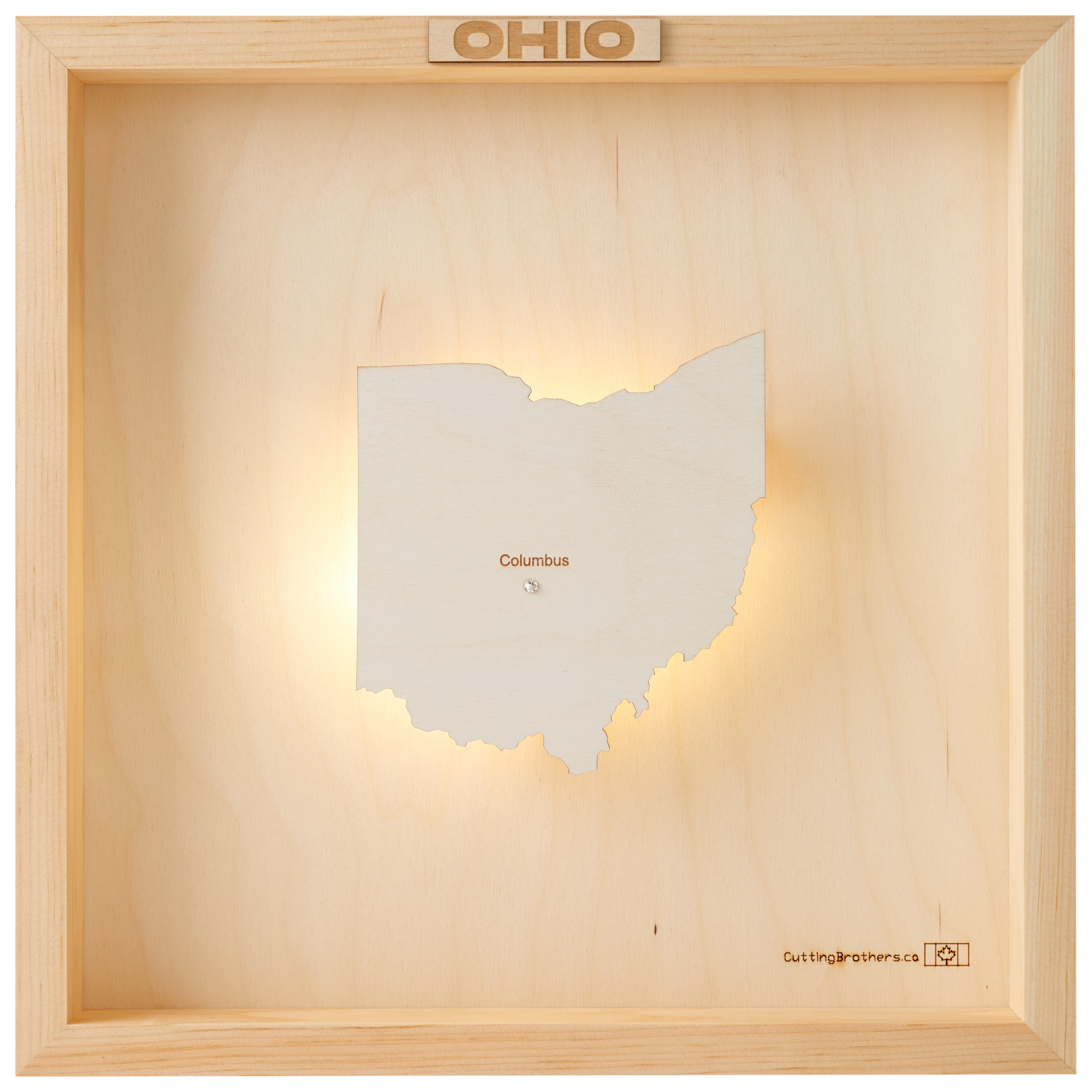 OHIO LED LIGHT WOODEN WALL MAP - Version S