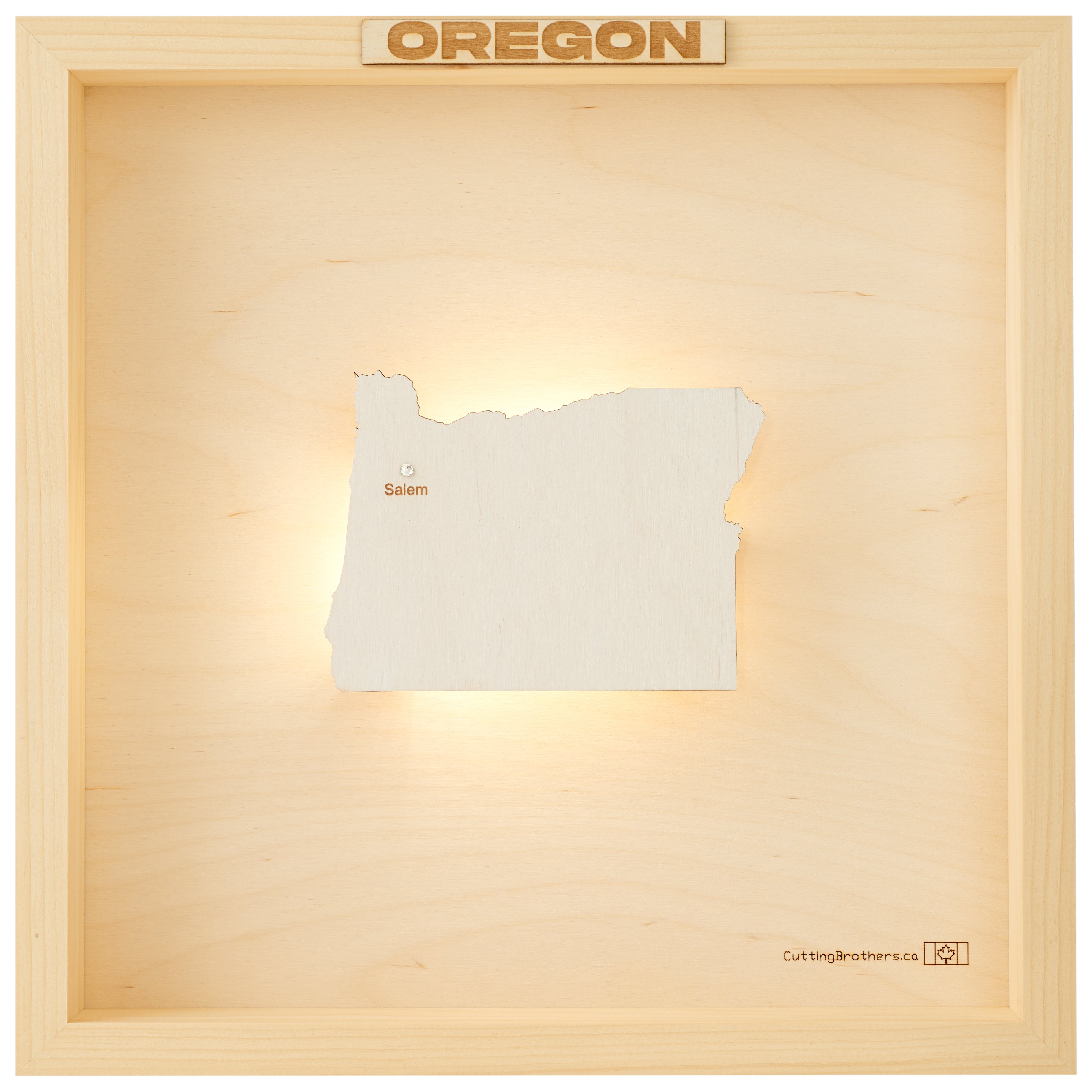 OREGON LED LIGHT WOODEN WALL MAP - Version S