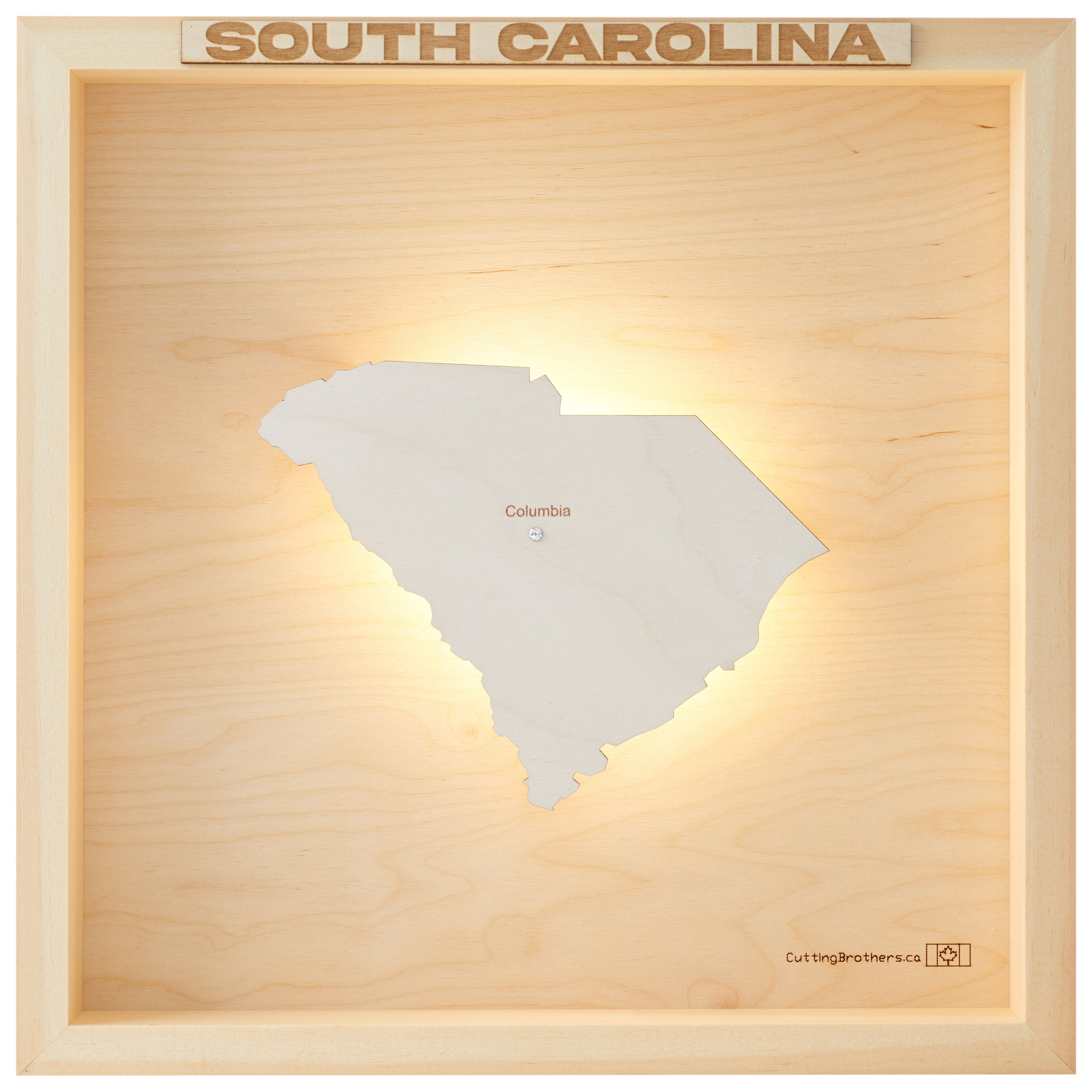 SOUTH CAROLINA LED LIGHT WOODEN WALL MAP - Version S