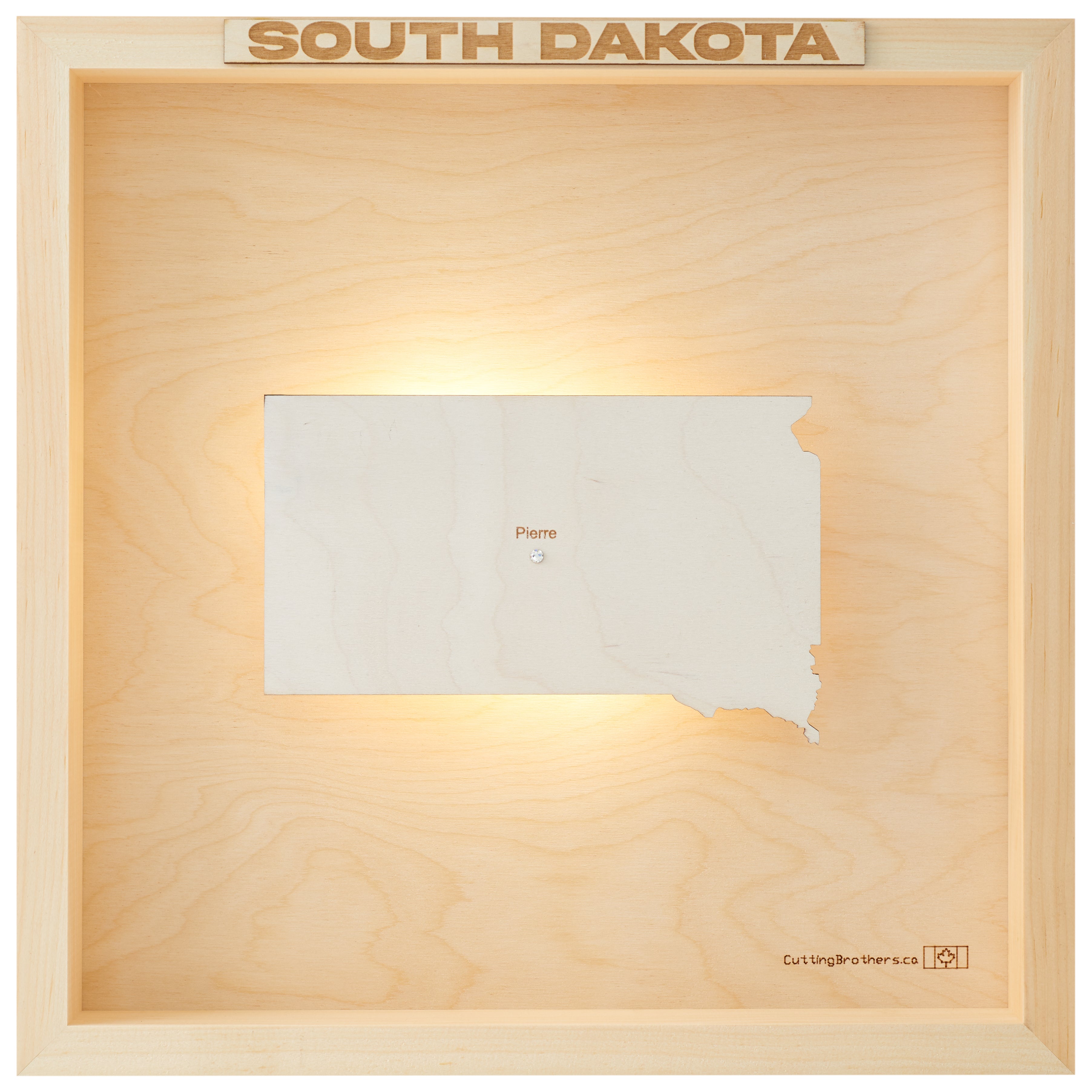 SOUTH DAKOTA LED LIGHT WOODEN WALL MAP - Version S