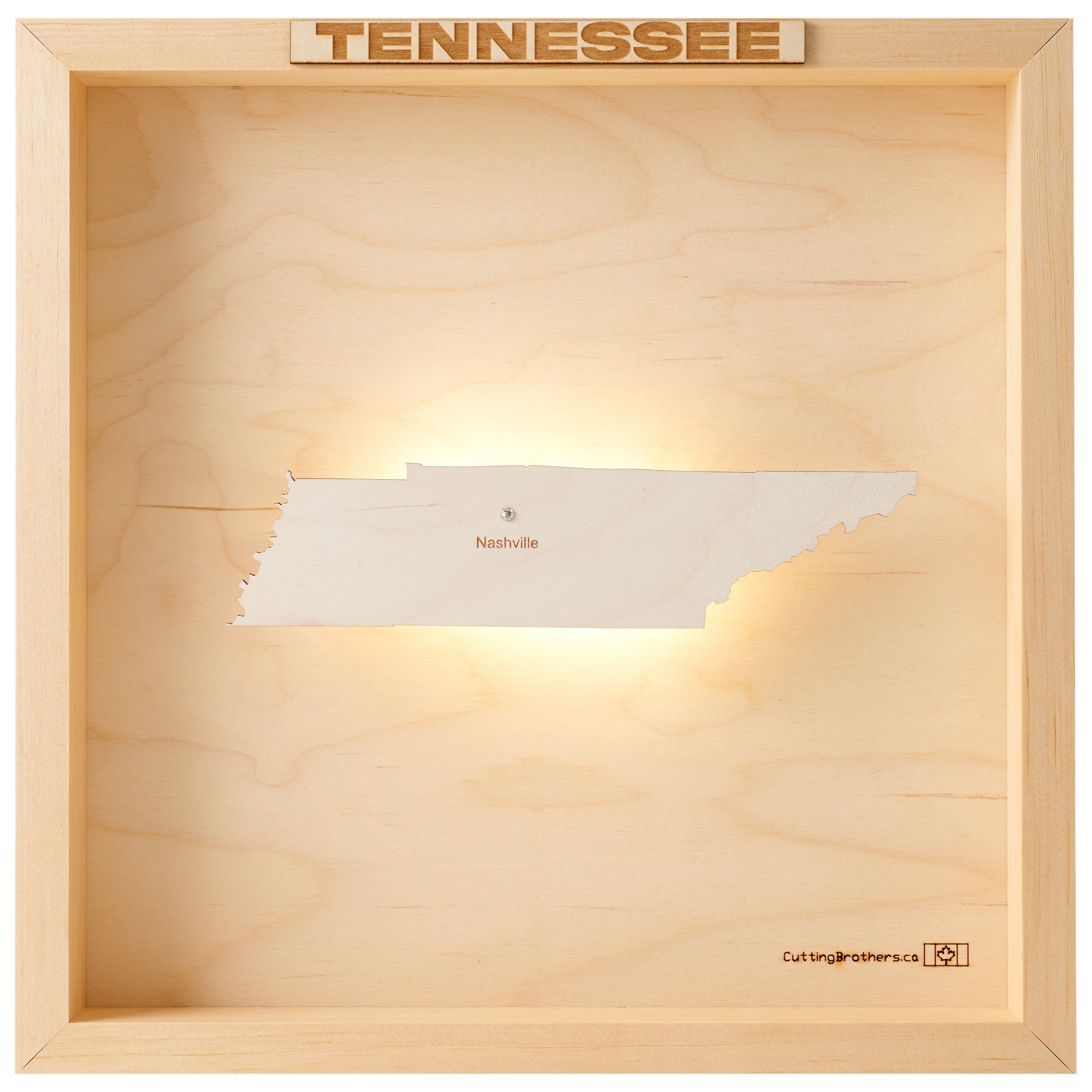 TENNESSEE LED LIGHT WOODEN WALL MAP - Version S