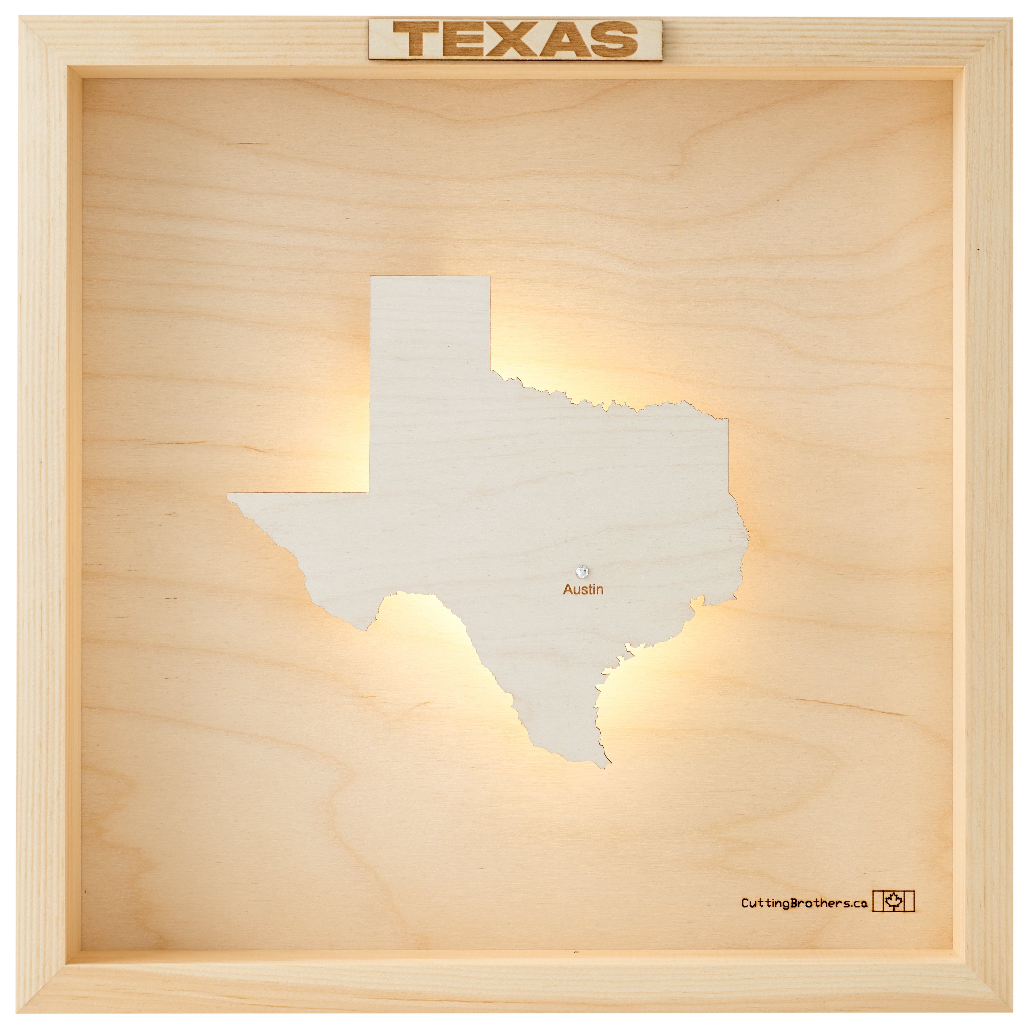 TEXAS LED LIGHT WOODEN WALL MAP - Version S