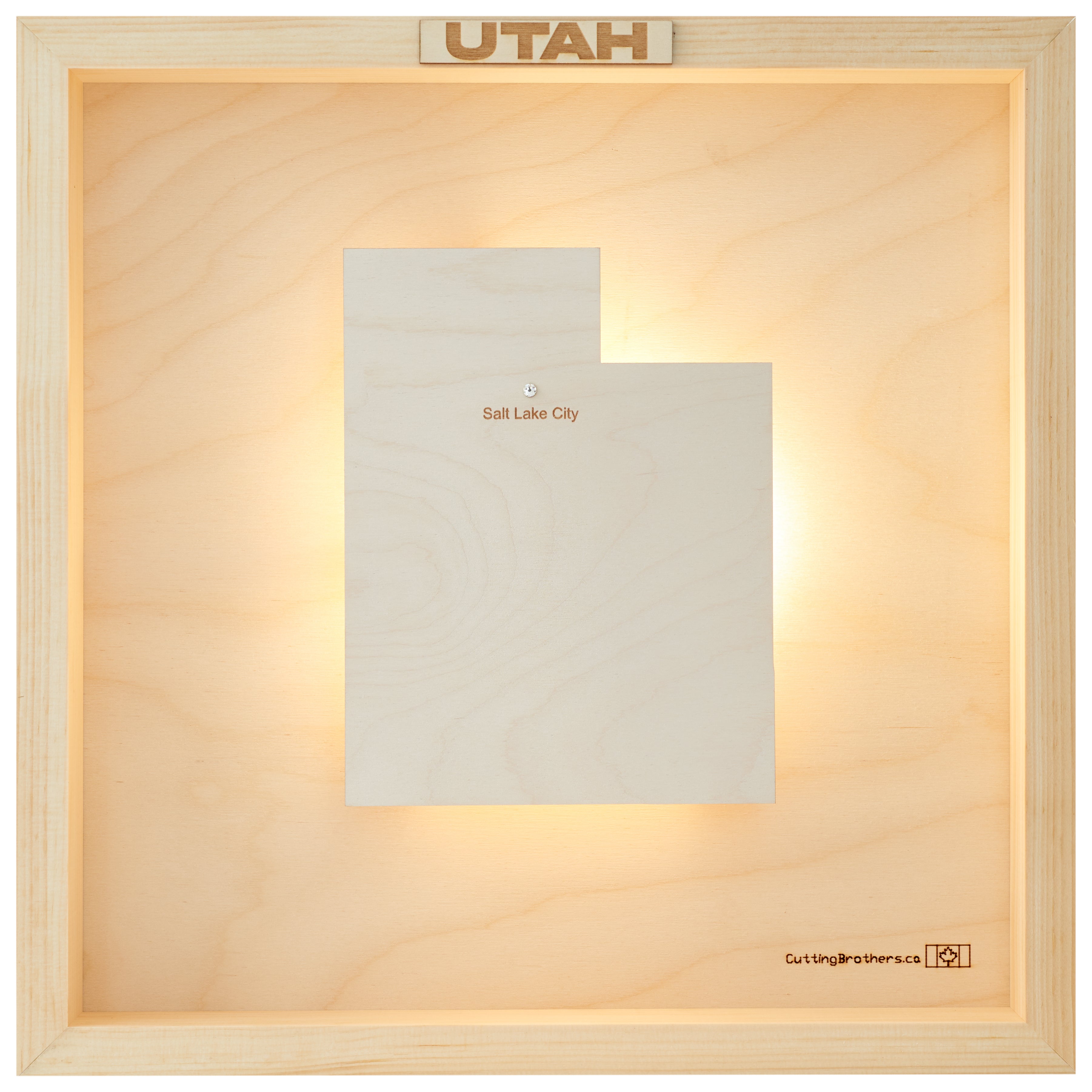 UTAH LED LIGHT WOODEN WALL MAP - Version S