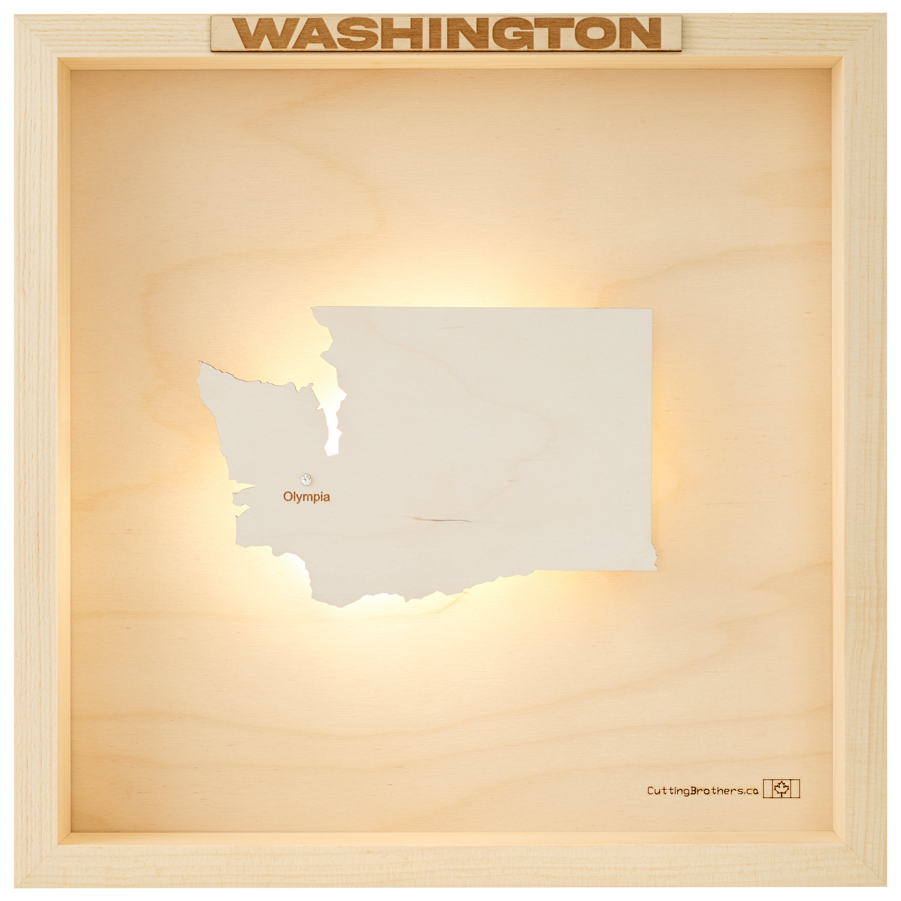 WASHINGTON LED LIGHT WOODEN WALL MAP - Version S