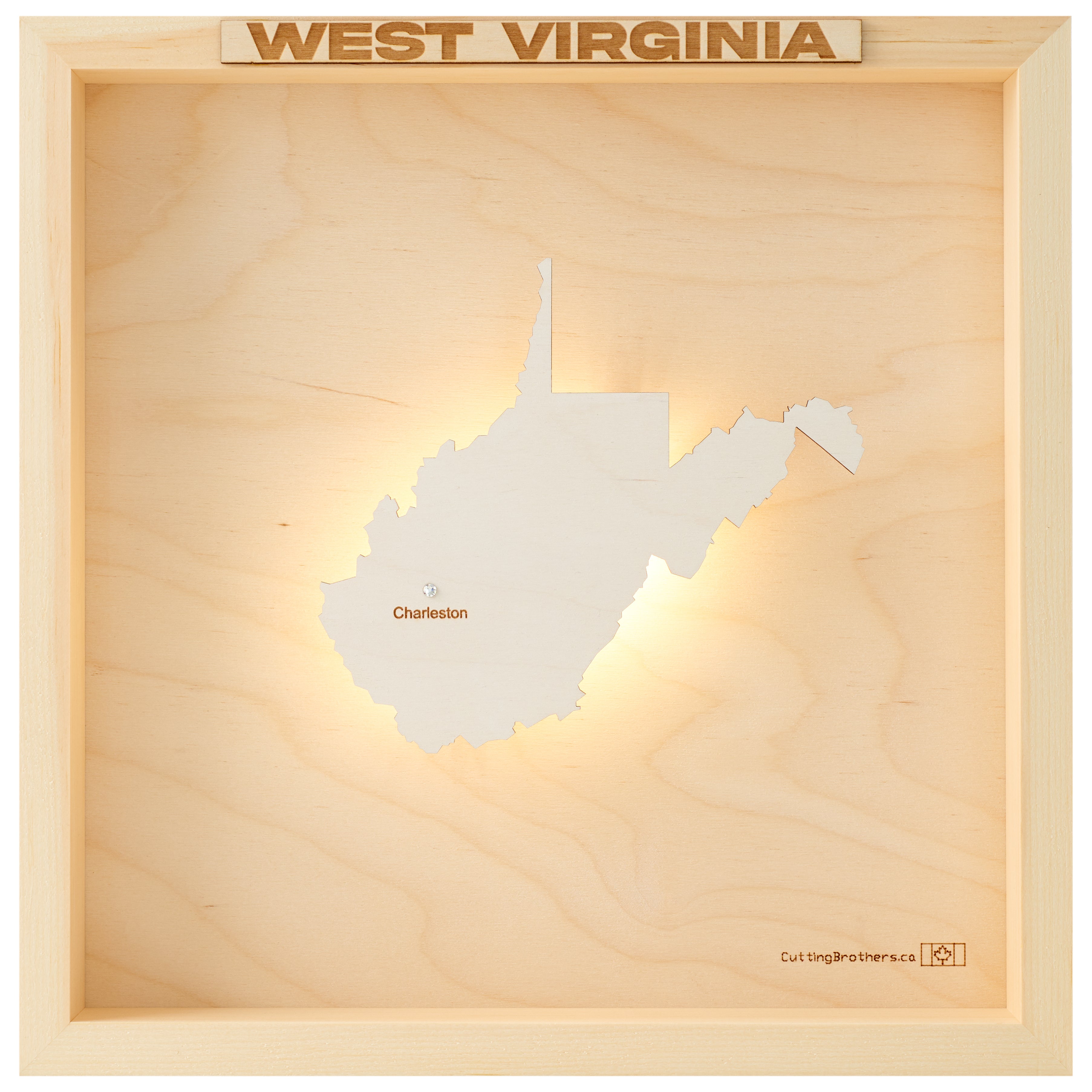 WEST VIRGINIA 3D WOODEN WALL MAP - Version S