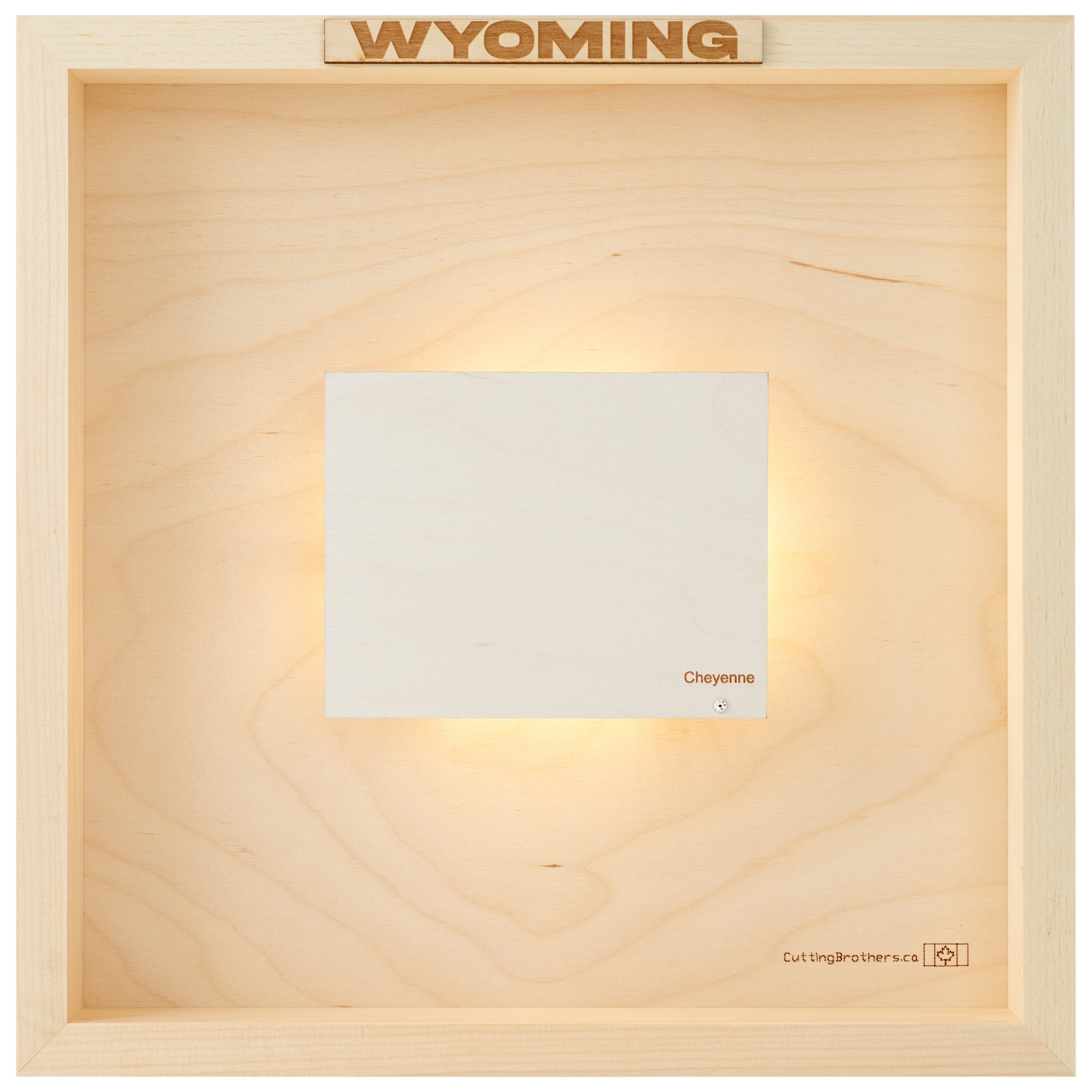 WYOMING LED LIGHT WOODEN WALL MAP - Version S