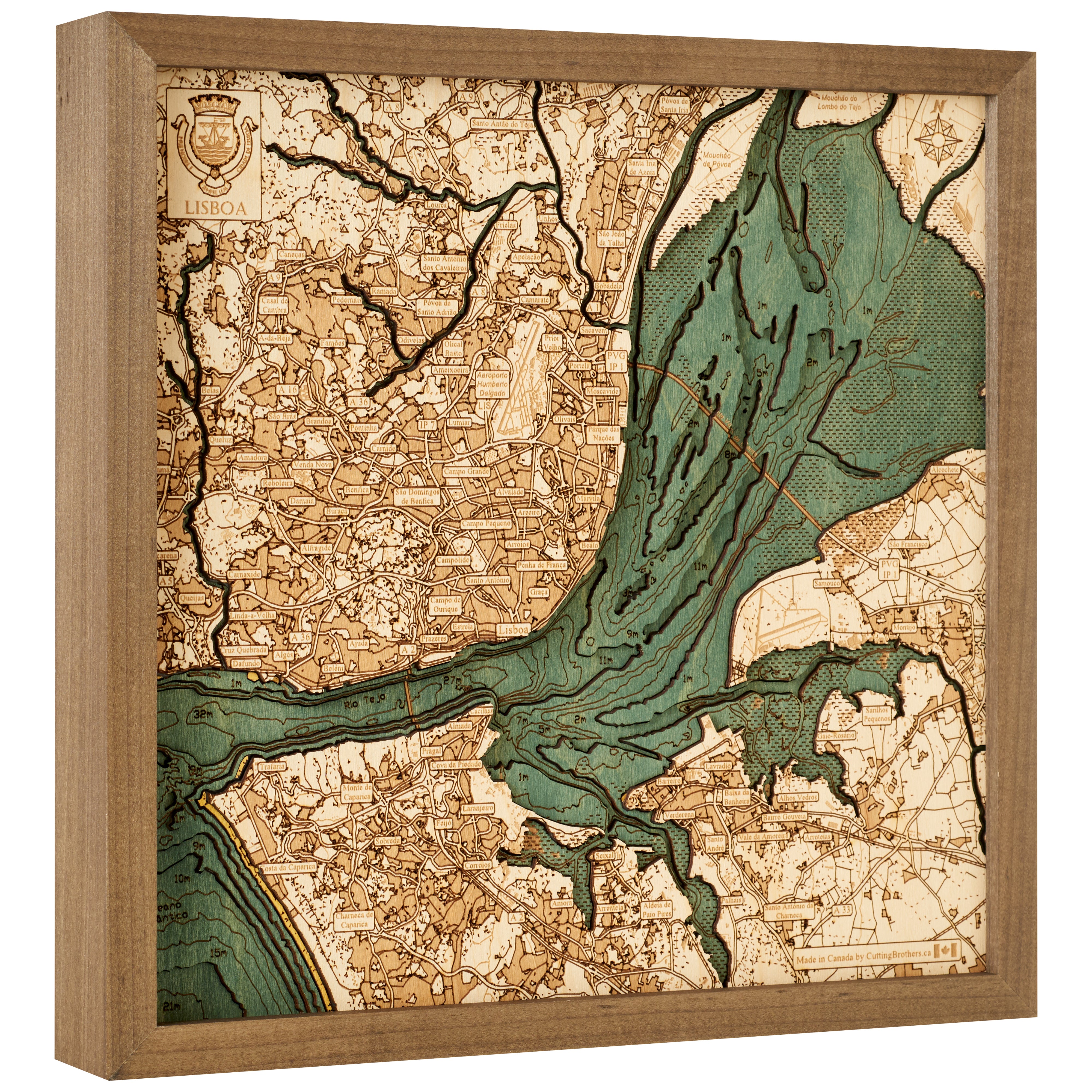 LISBOA 3D WOODEN WALL MAP - Version S