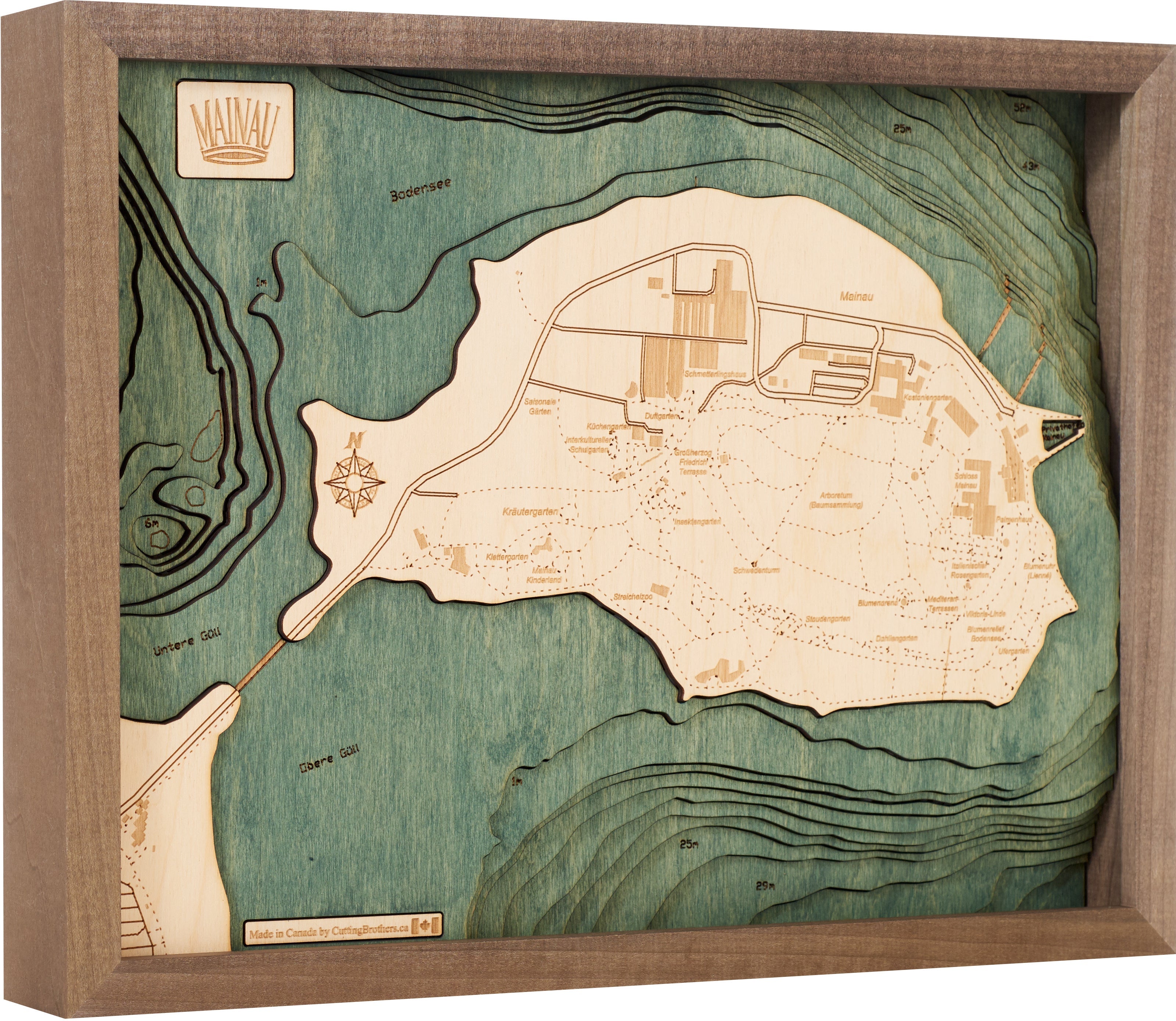 MAINAU 3D WOODEN WALL MAP - Version S