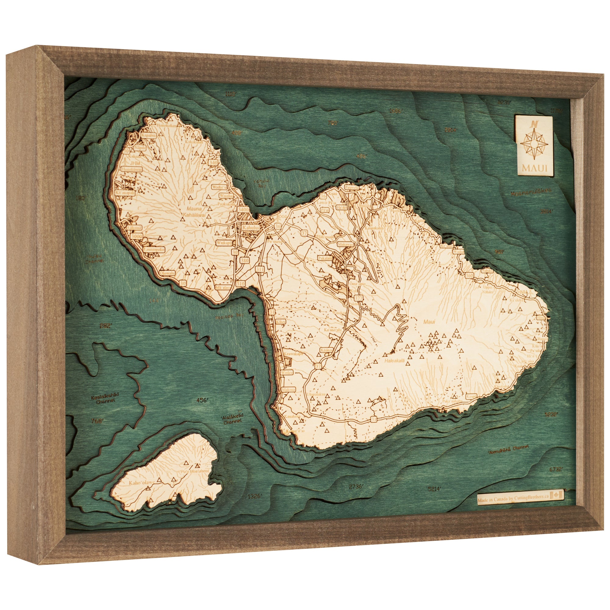 MAUI 3D WOODEN WALL MAP - Version S