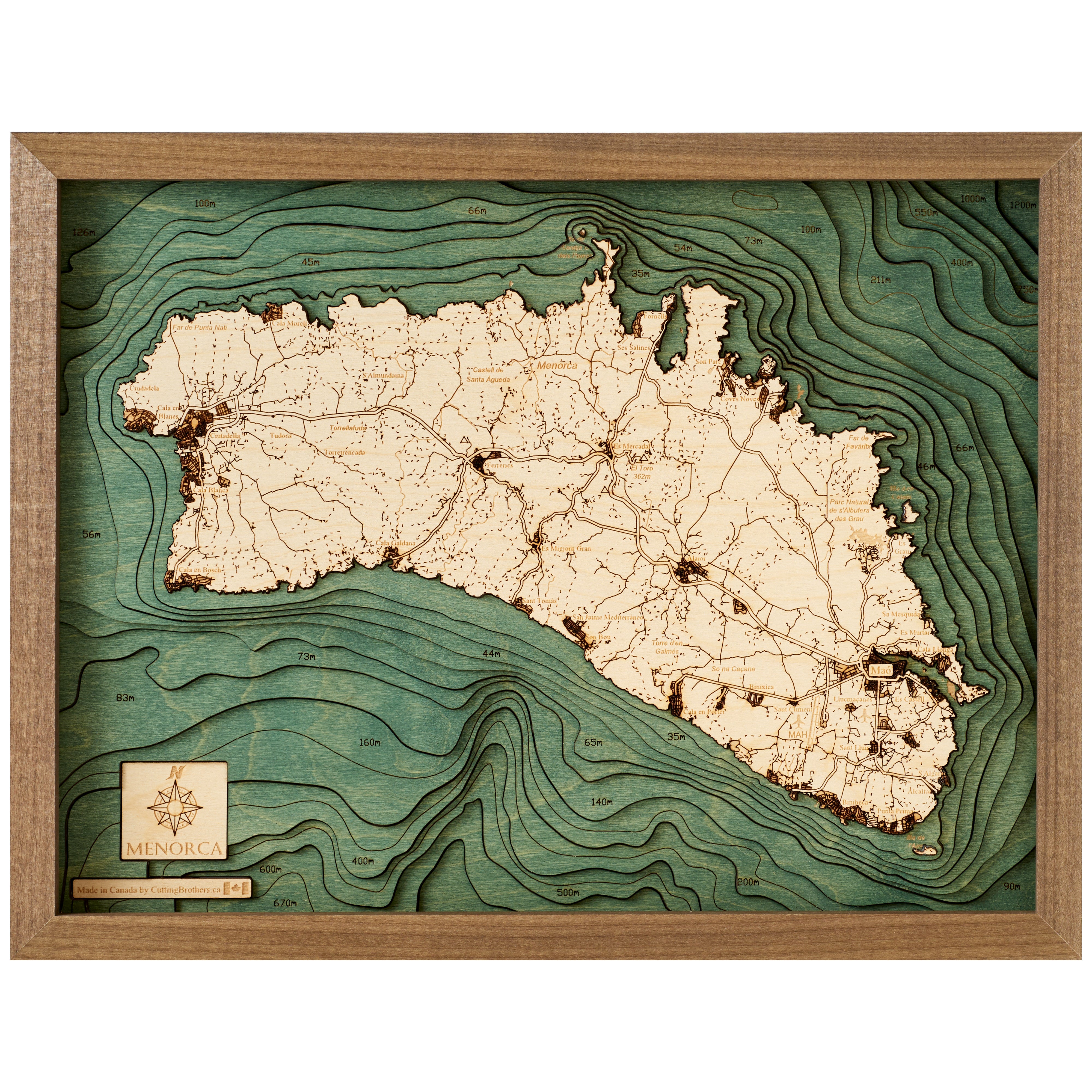 MENORCA 3D WOODEN WALL MAP - Version S