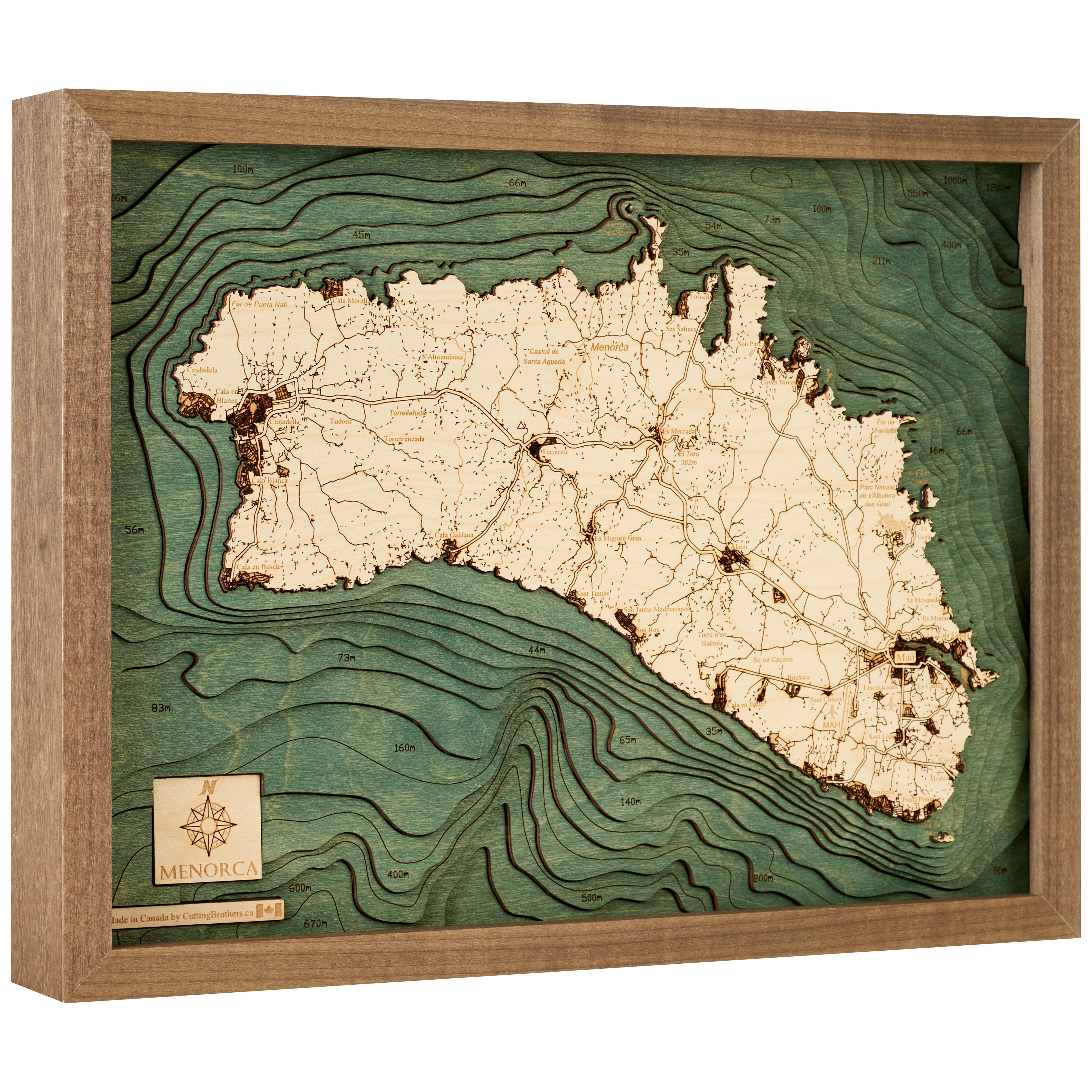 MENORCA 3D WOODEN WALL MAP - Version S