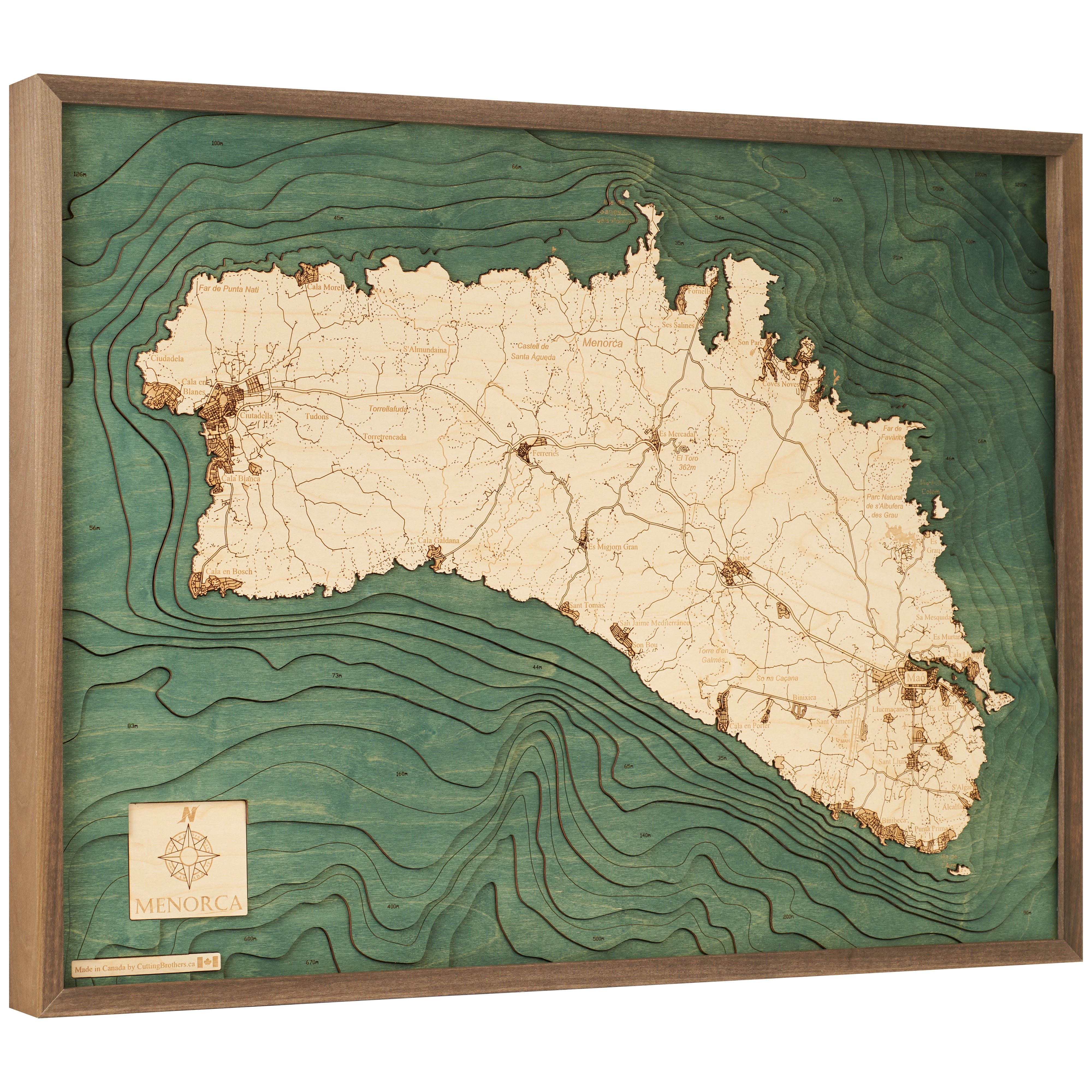 MENORCA 3D WOODEN WALL MAP - Version L