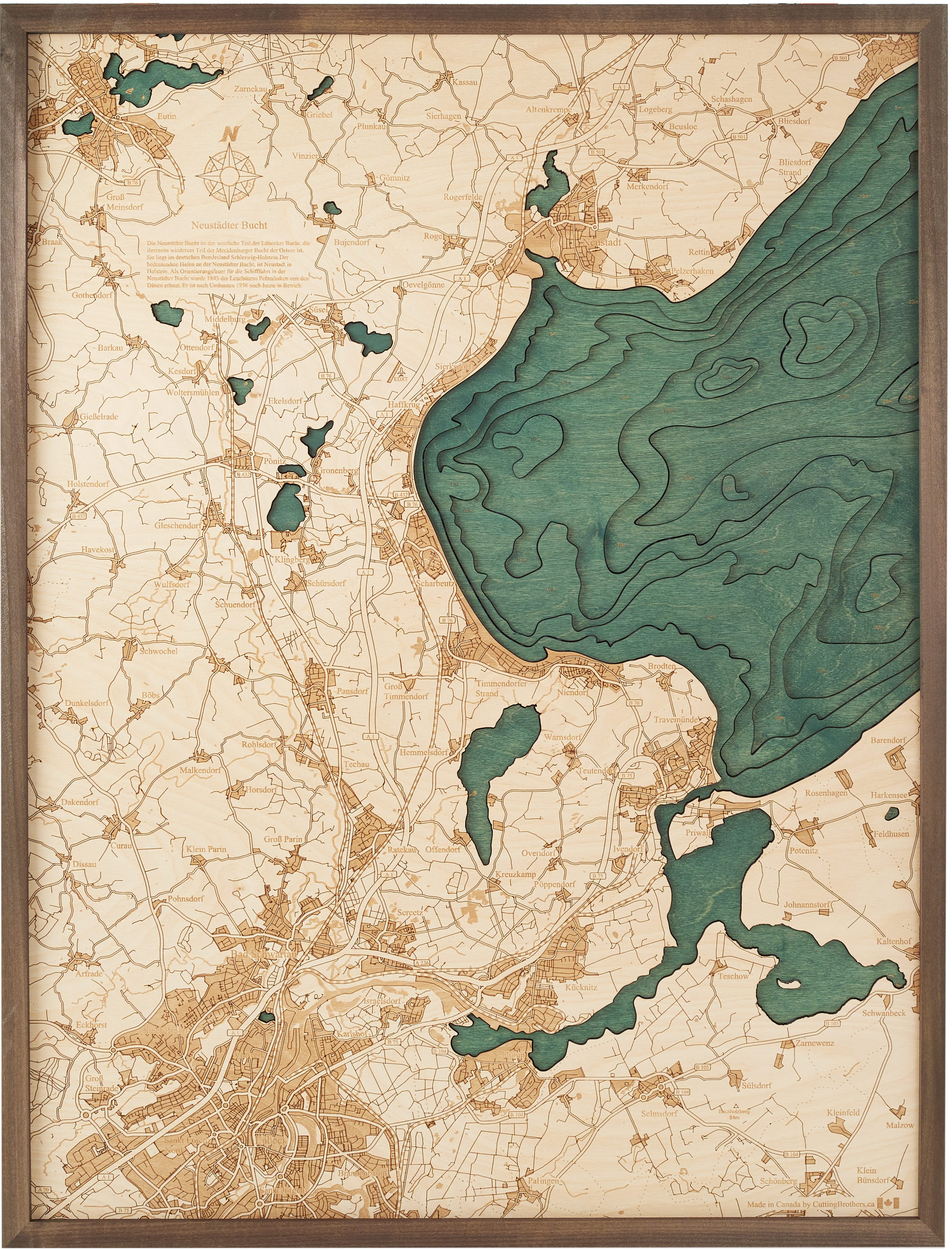 NEUSTADT BAY 3D WOODEN WALL MAP - Version L