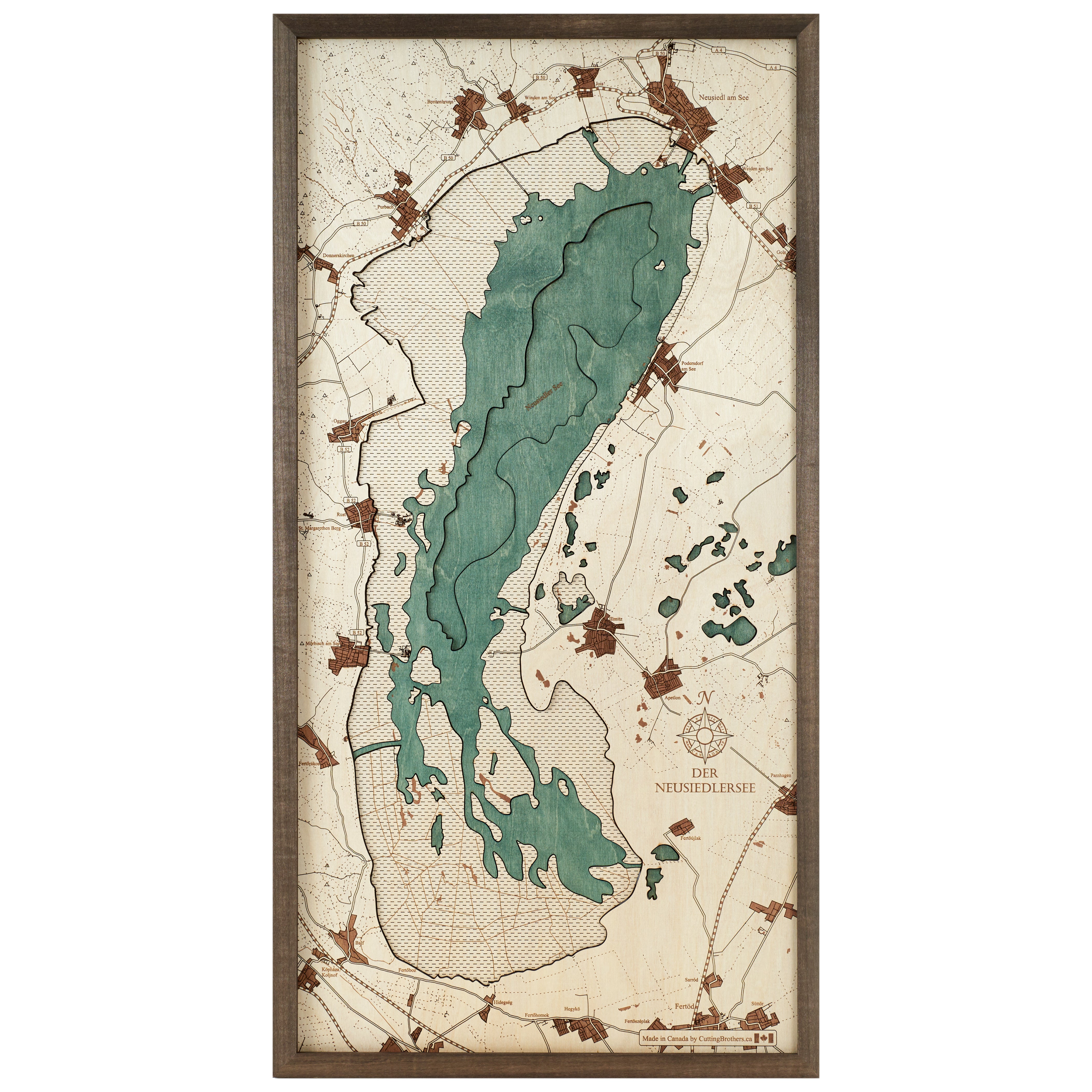 LAKE NEWSIEDL 3D WOODEN WALL MAP - Version M