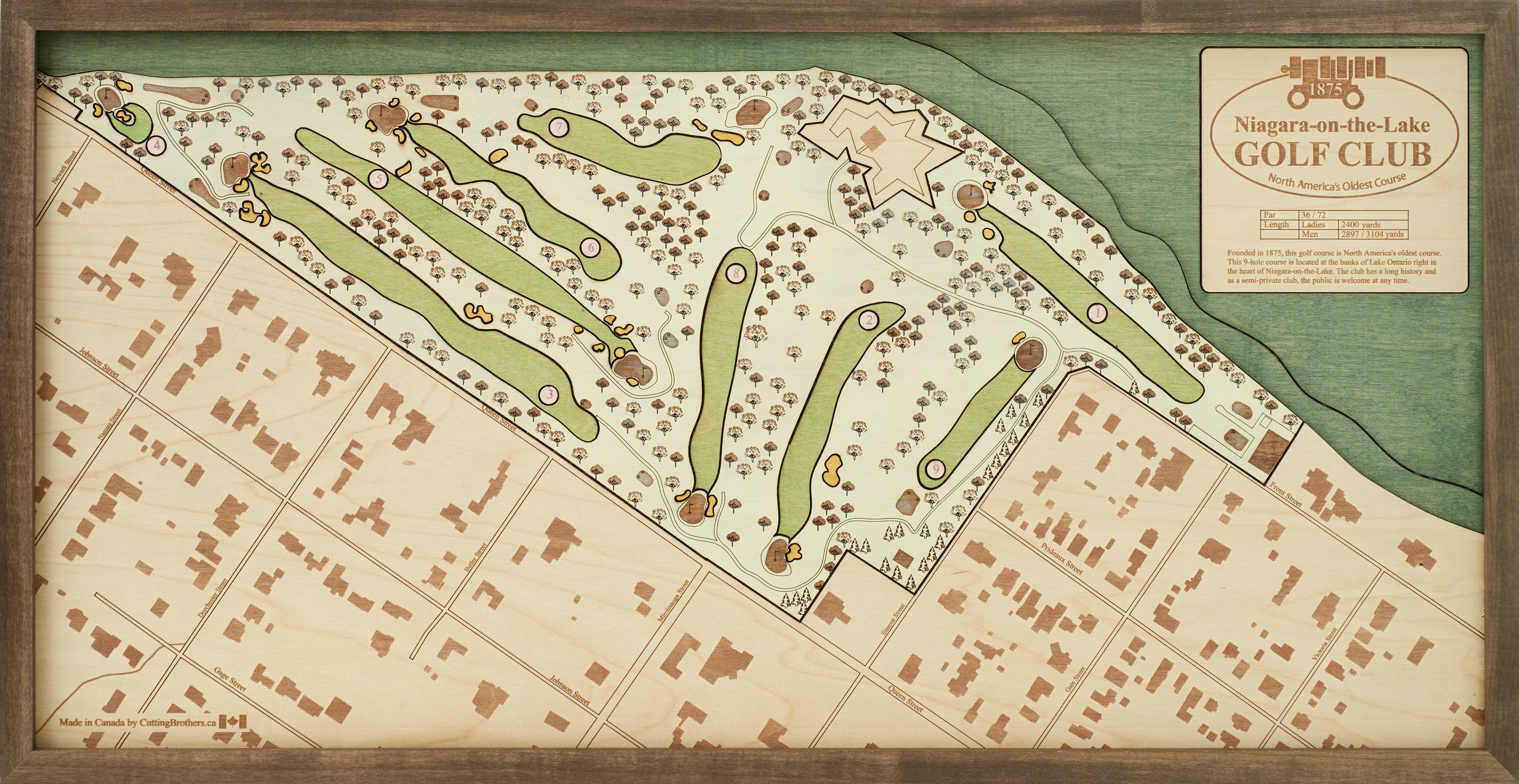 NOTL GOLF COURSE 3D WOODEN WALL MAP - Version M