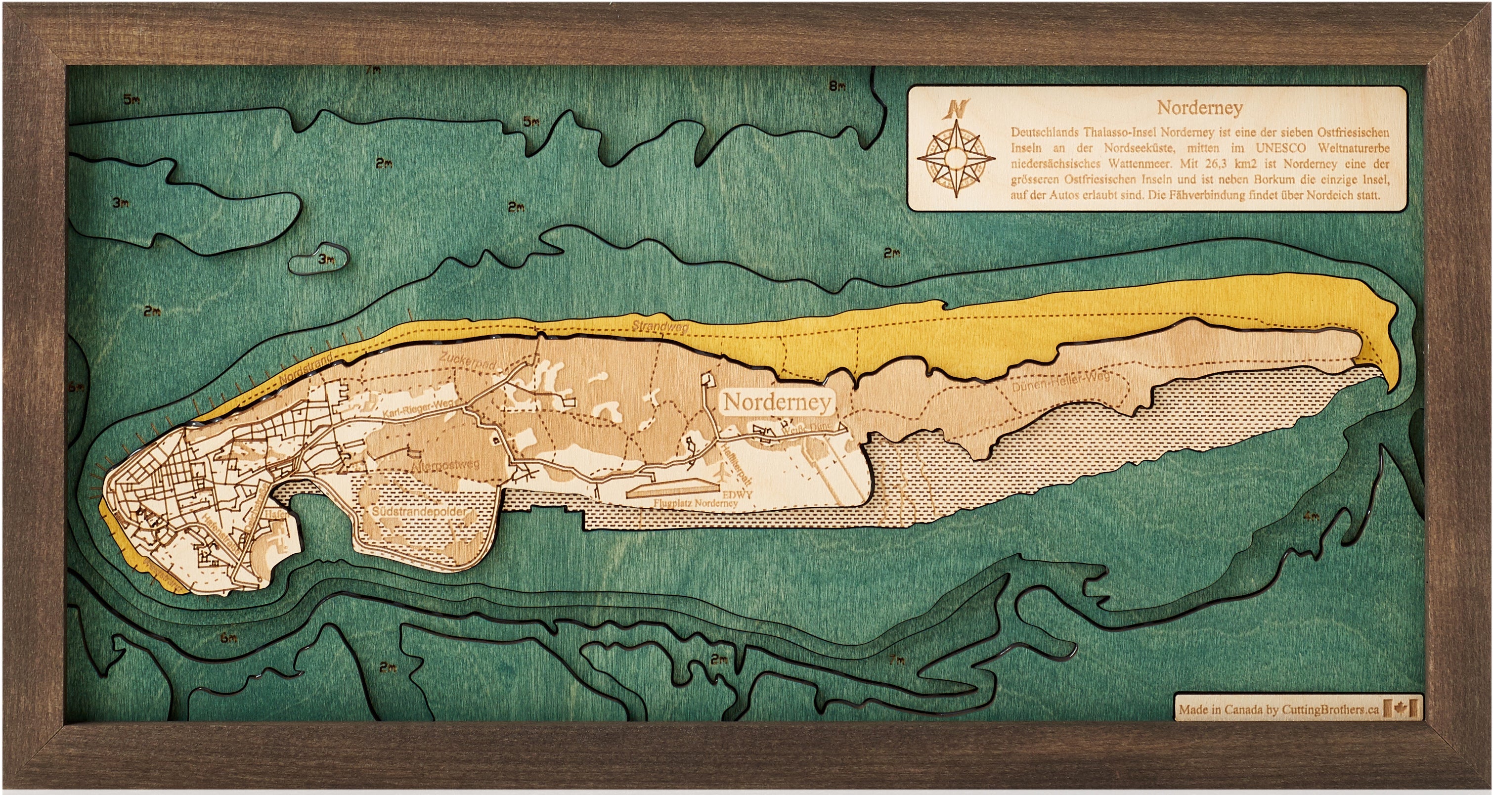 NORDERNEY 3D WOODEN WALL MAP - Version S