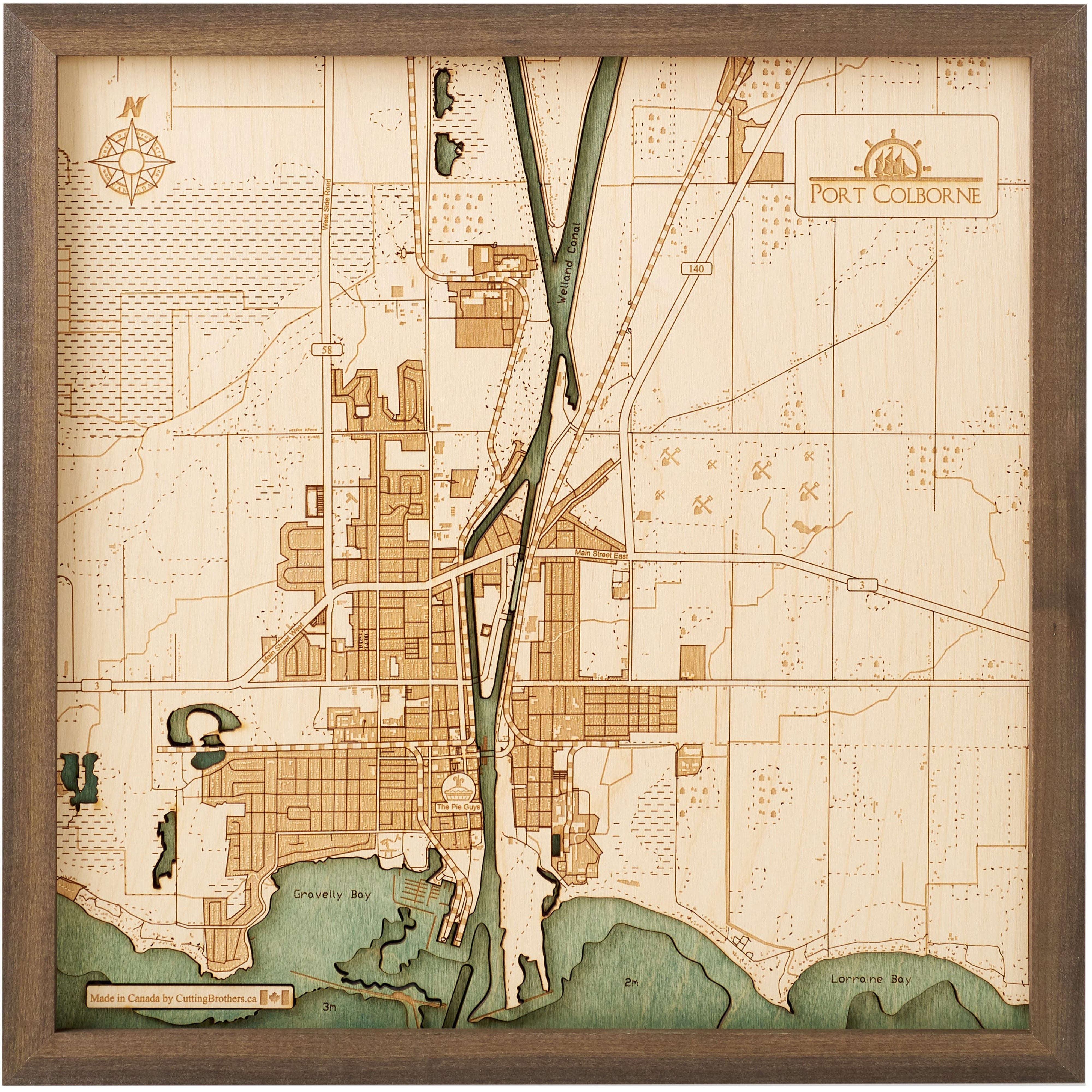 PORT COLBORNE CANAL 3D WOODEN WALL MAP - Version S