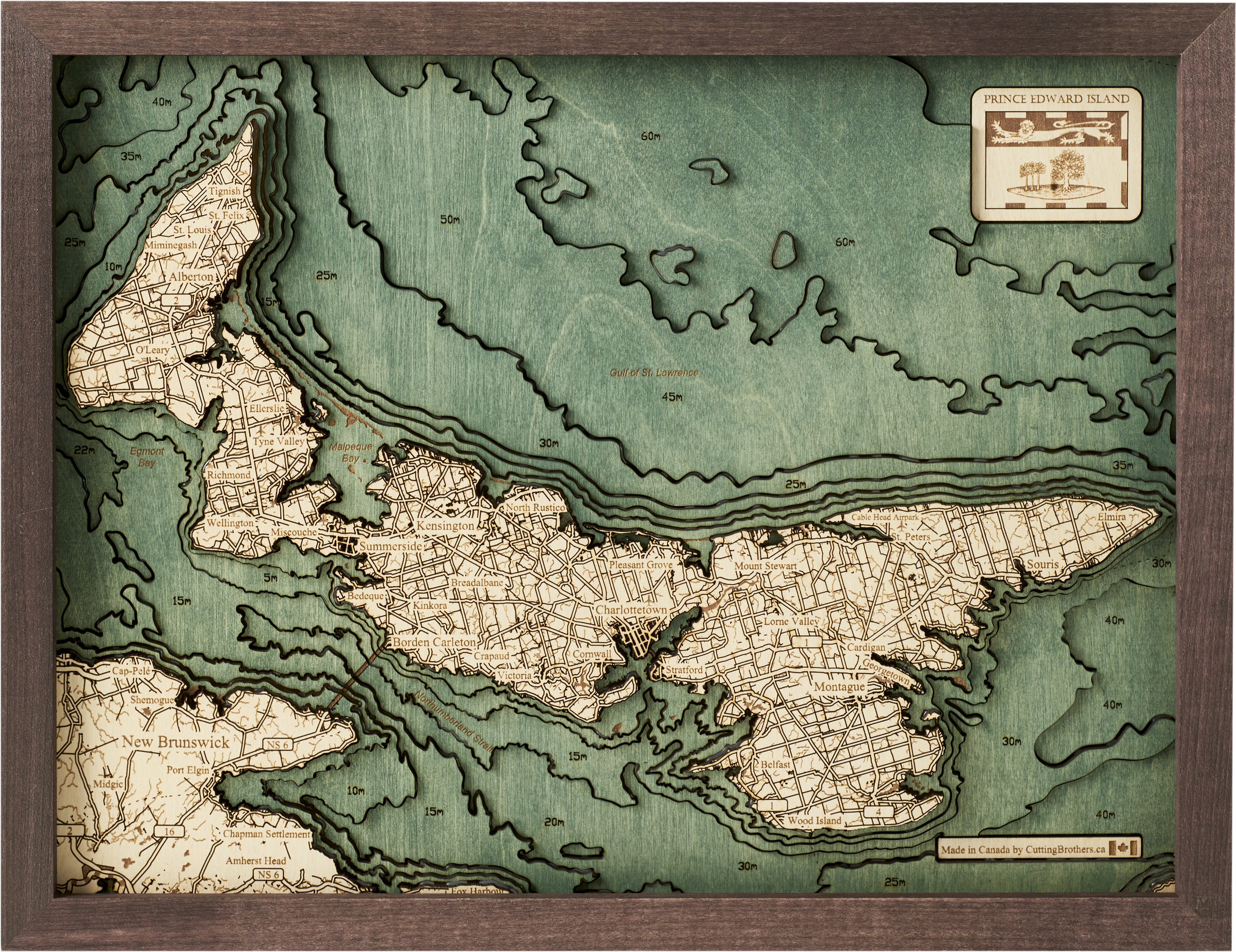 PRINCE EDWARD ISLANDS 3D WOODEN WALL MAP - Version S