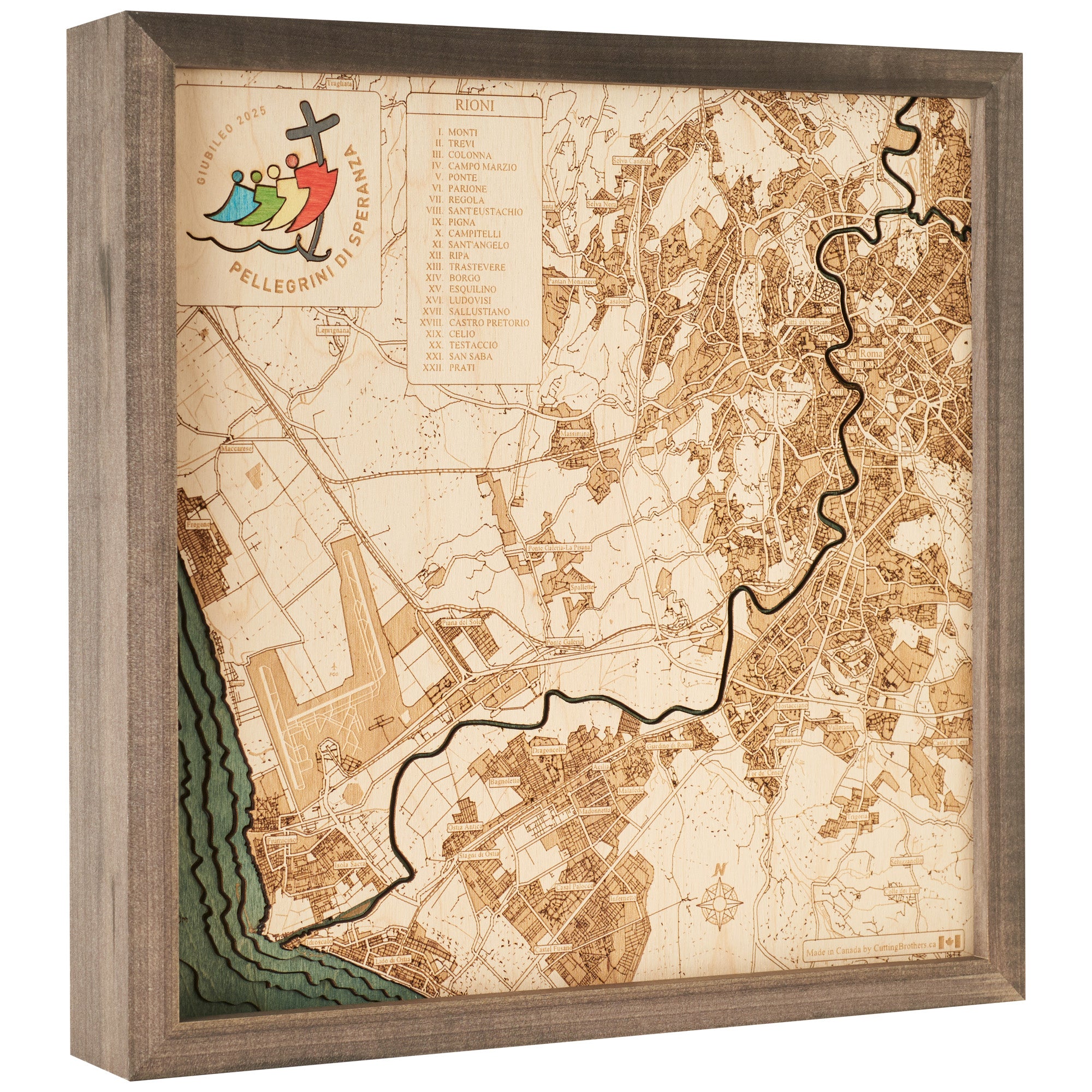 GIUBILEO2025 - ROMA -  3D WOODEN WALL MAP - Version S