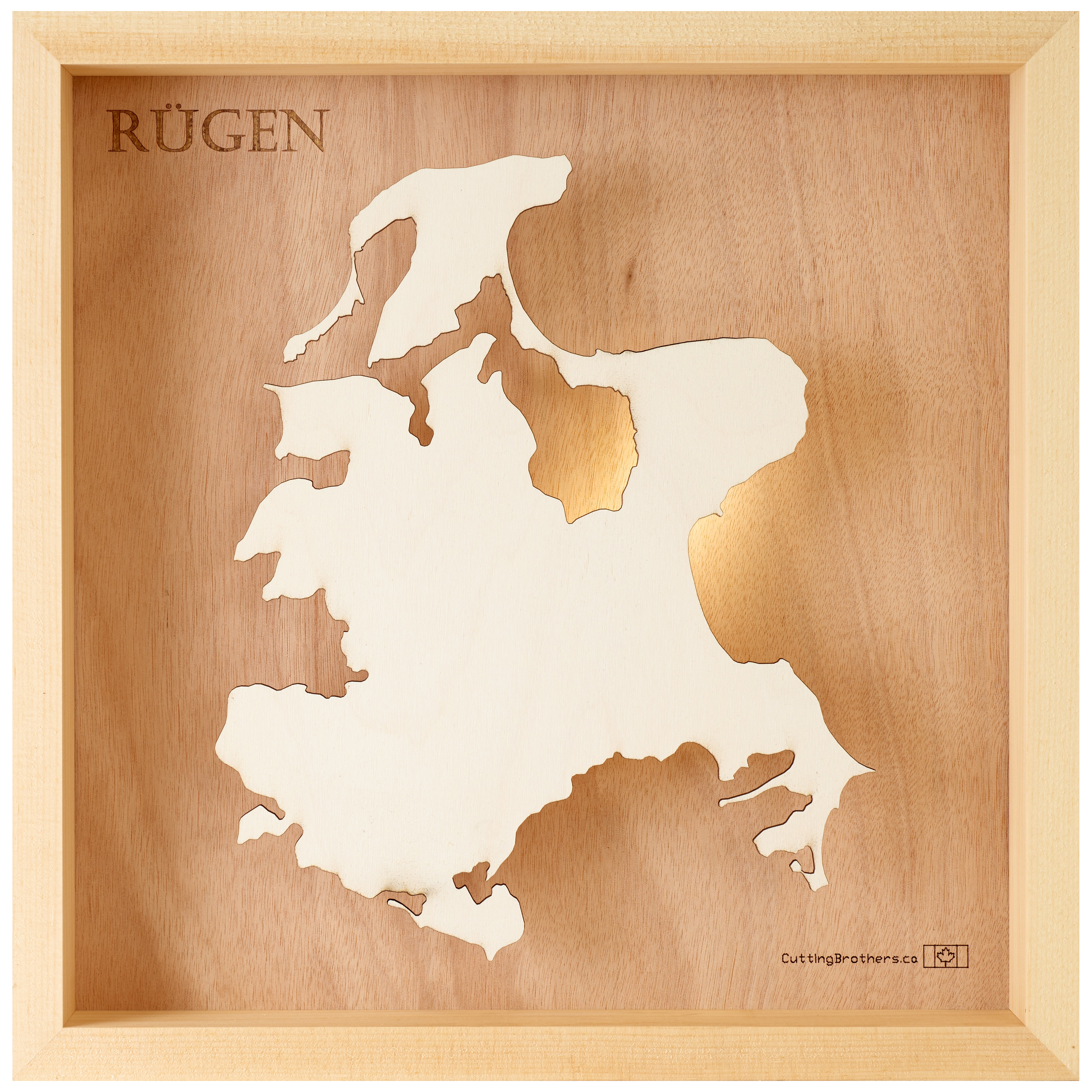 RUEGEN LED LIGHT WOODEN WALL MAP - Version S