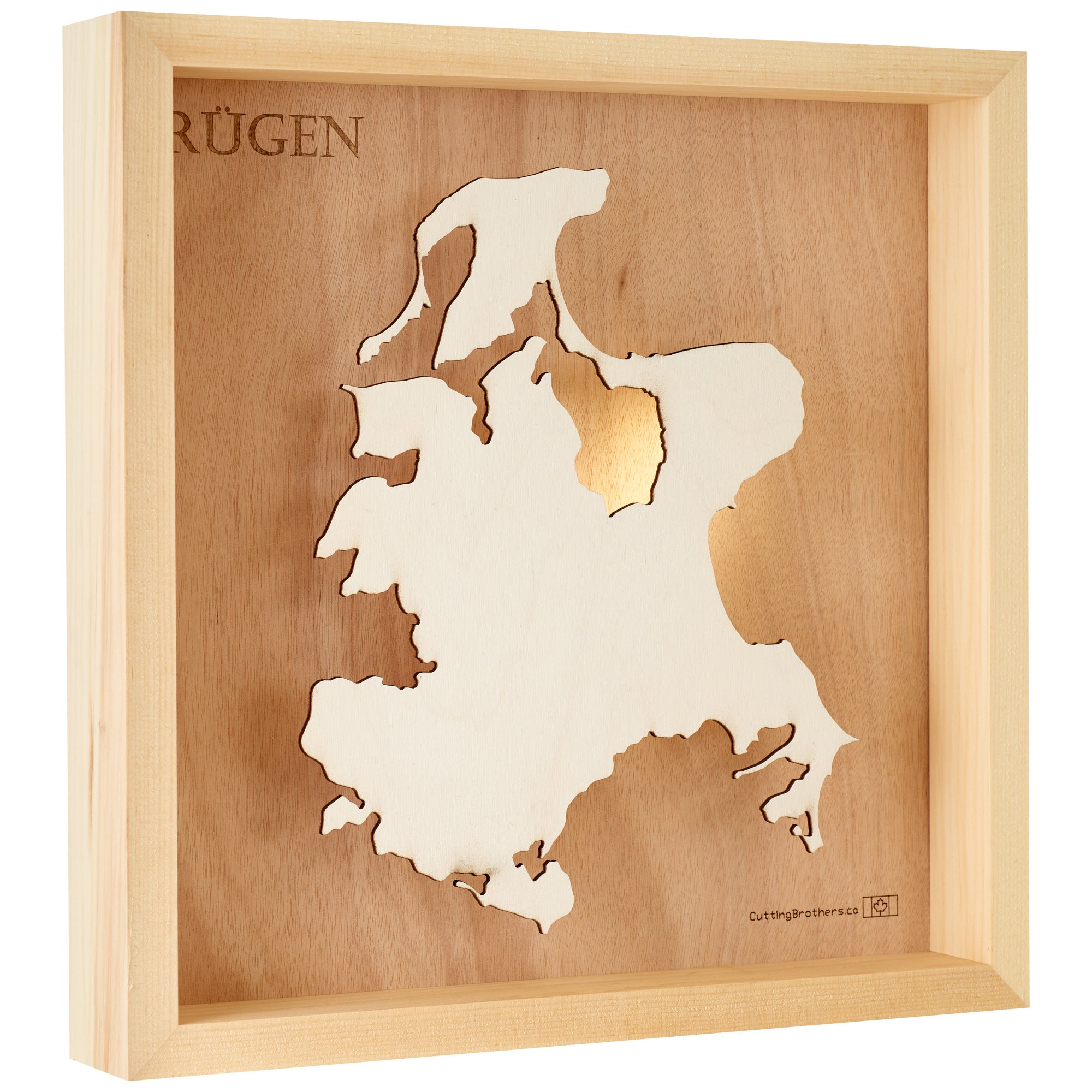 RUEGEN LED LIGHT WOODEN WALL MAP - Version S