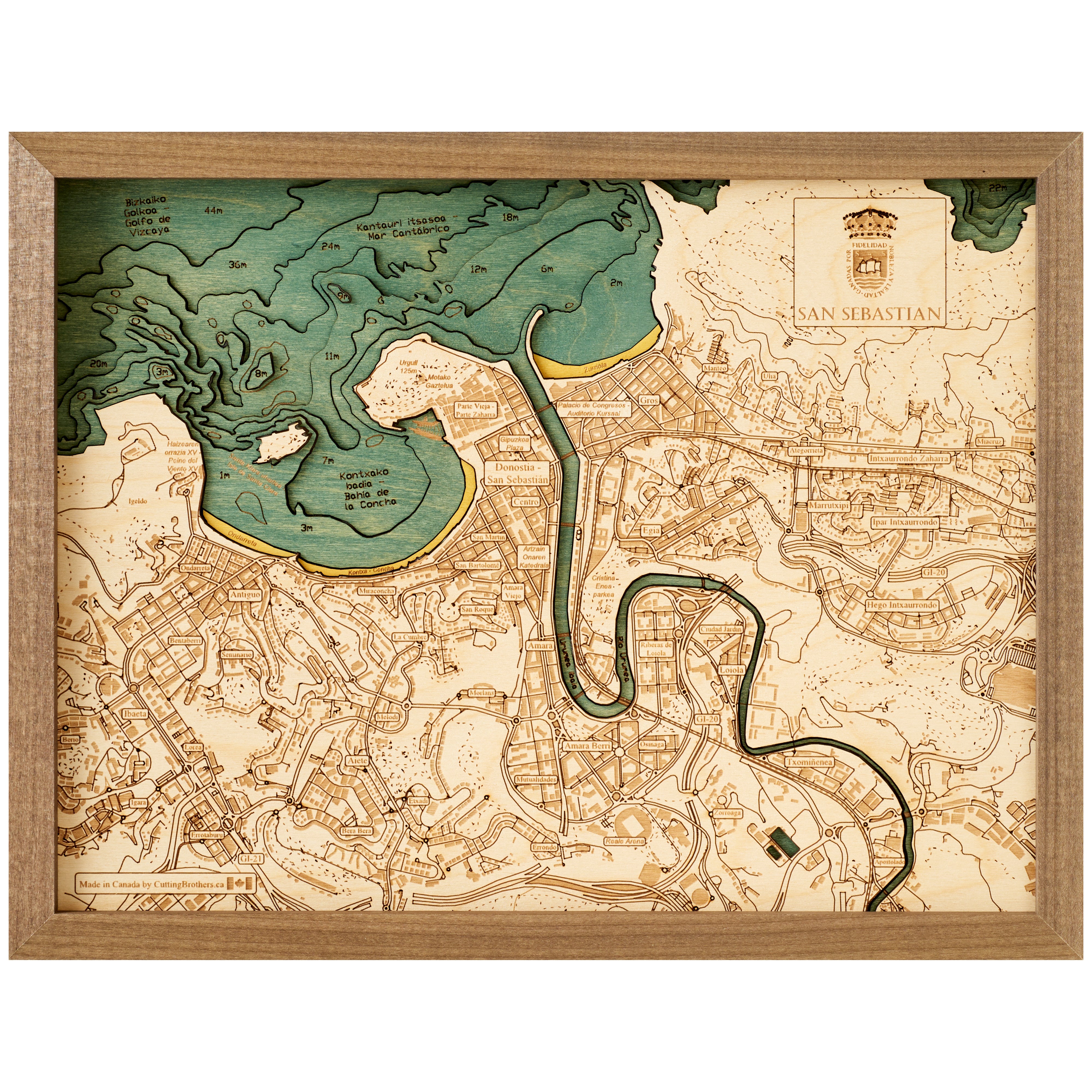 SAN SEBASTIAN 3D WOODEN WALL MAP - Version S