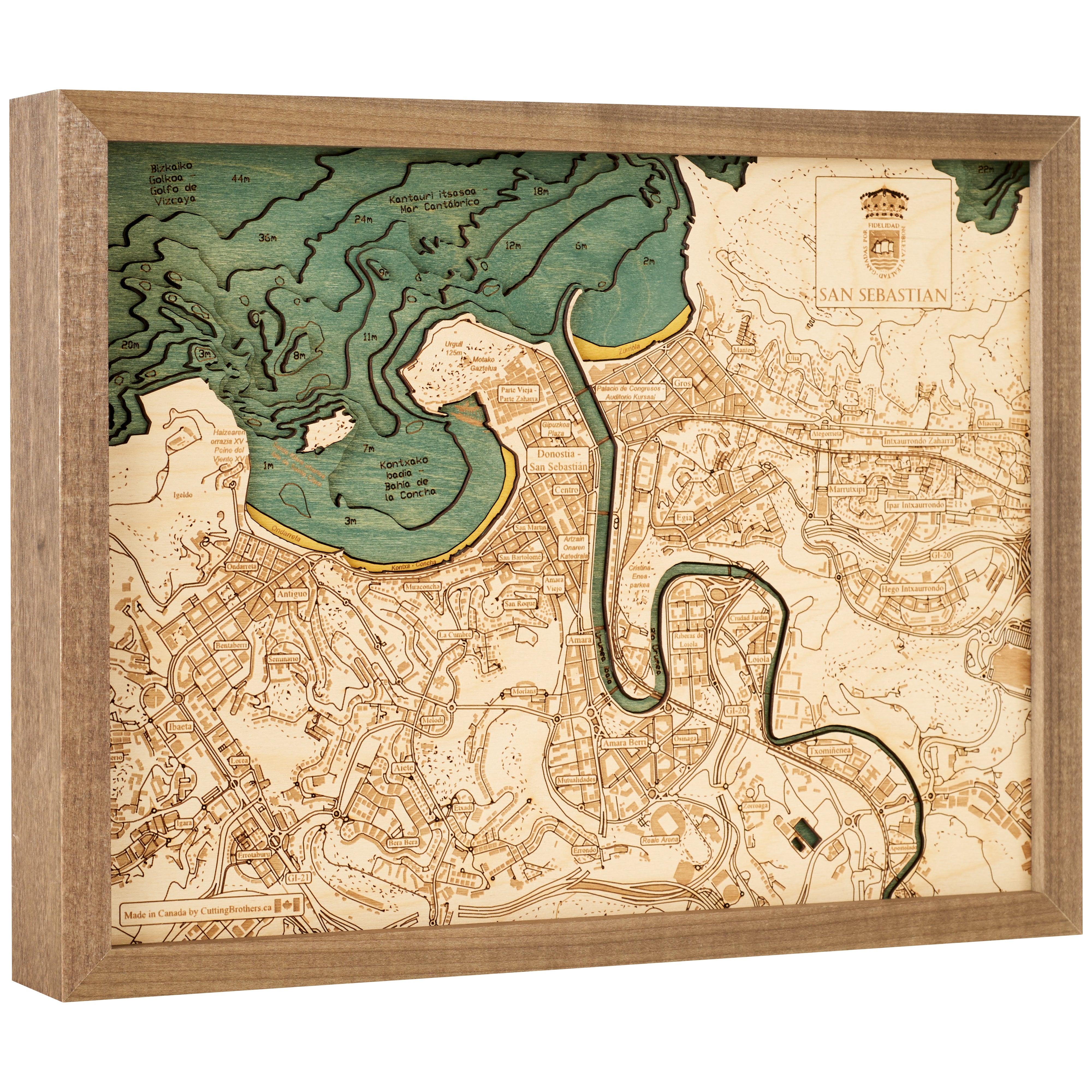 SAN SEBASTIAN 3D WOODEN WALL MAP - Version S