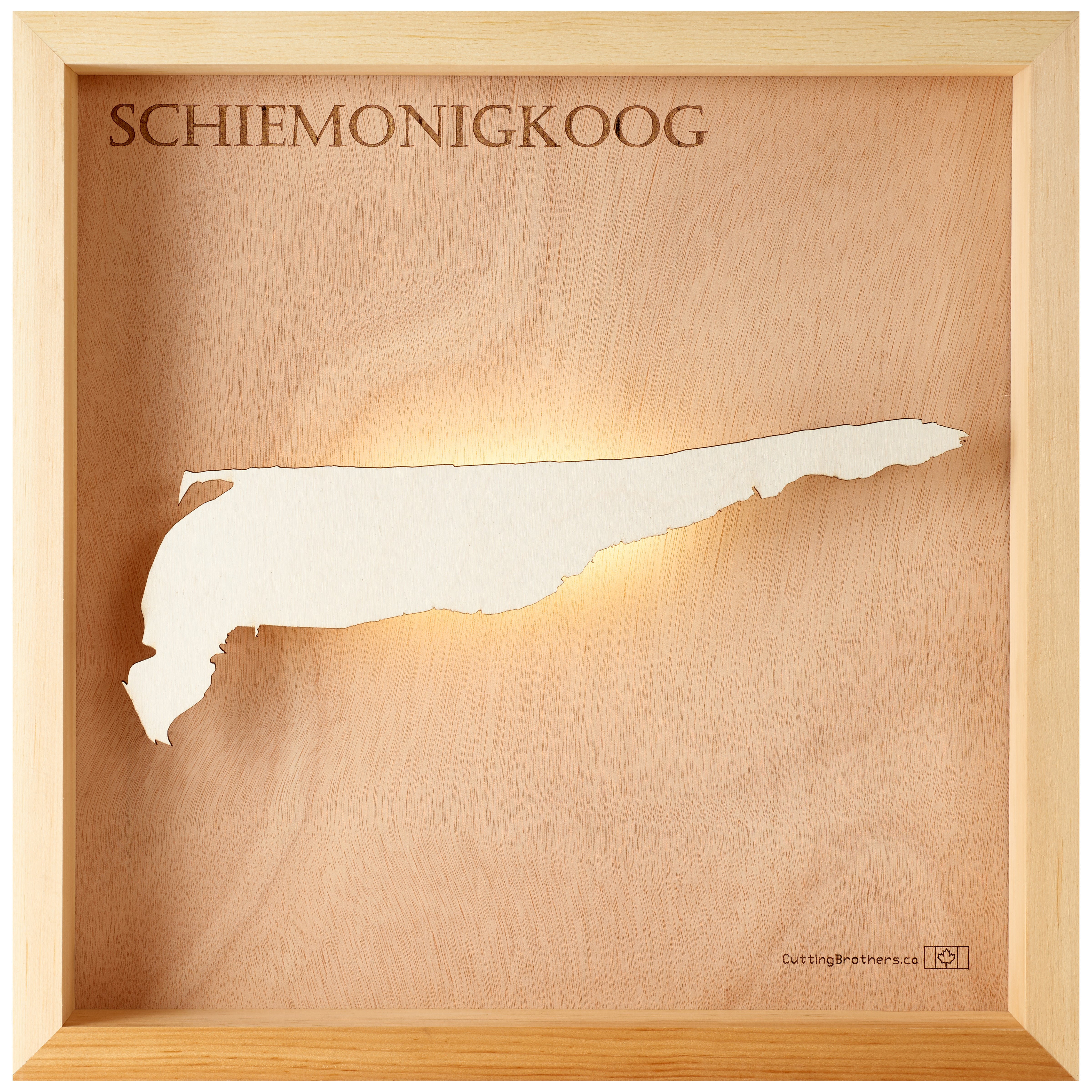 SCHIERMONNIKOOG LED LIGHT WOODEN WALL MAP - Version S