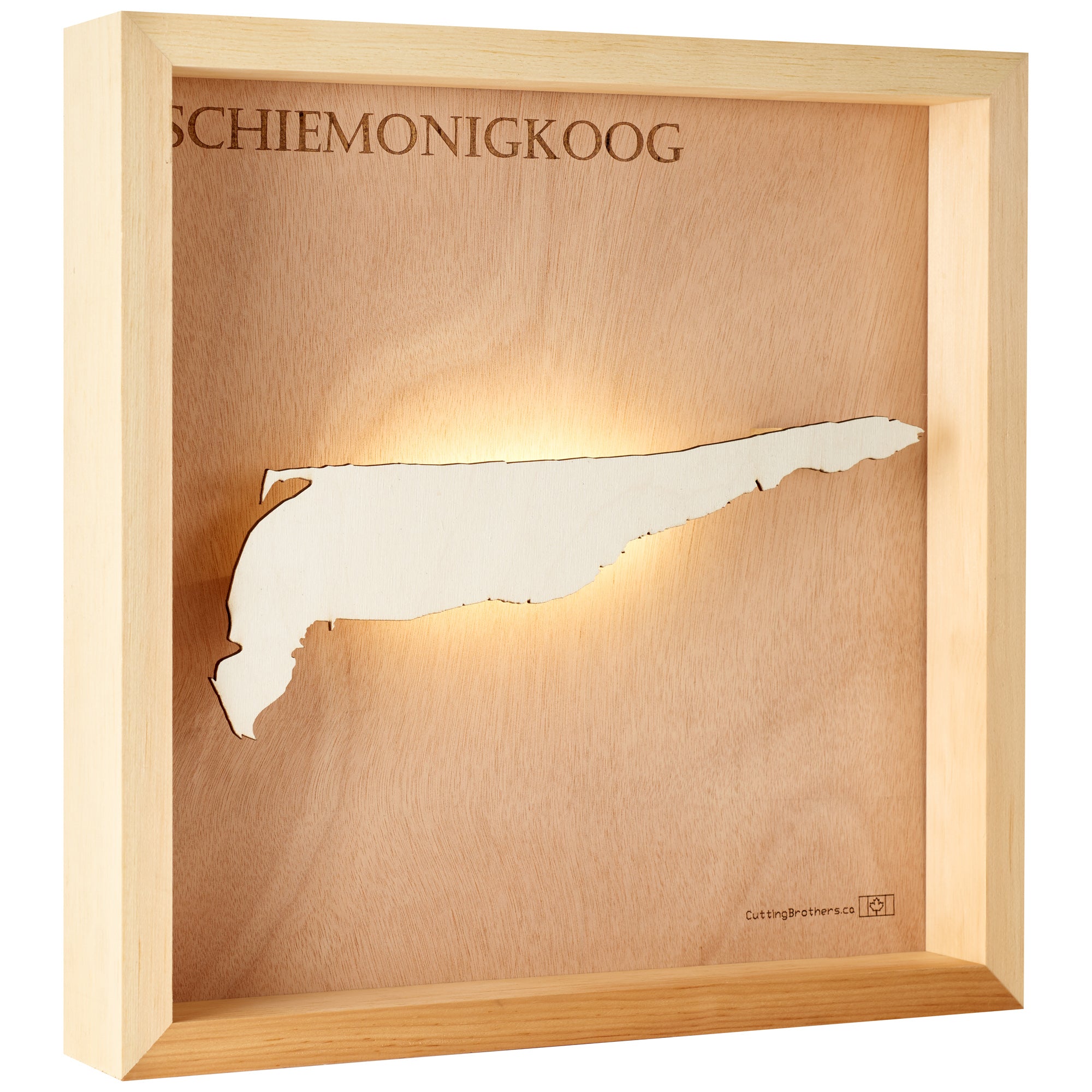 SCHIERMONNIKOOG LED LIGHT WOODEN WALL MAP - Version S