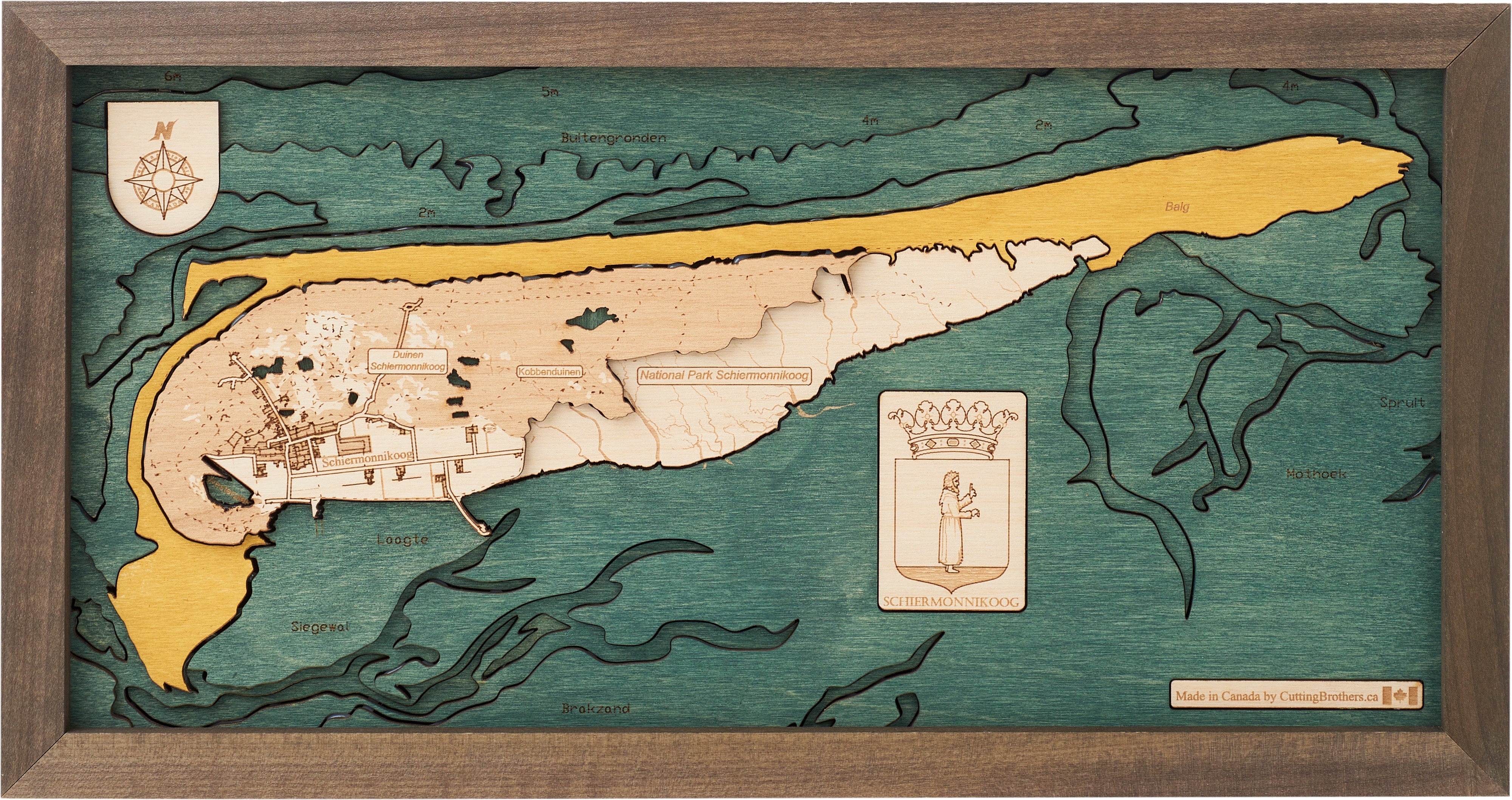 SCHIERMONNIKOOG 3D WOODEN WALL MAP - Version S