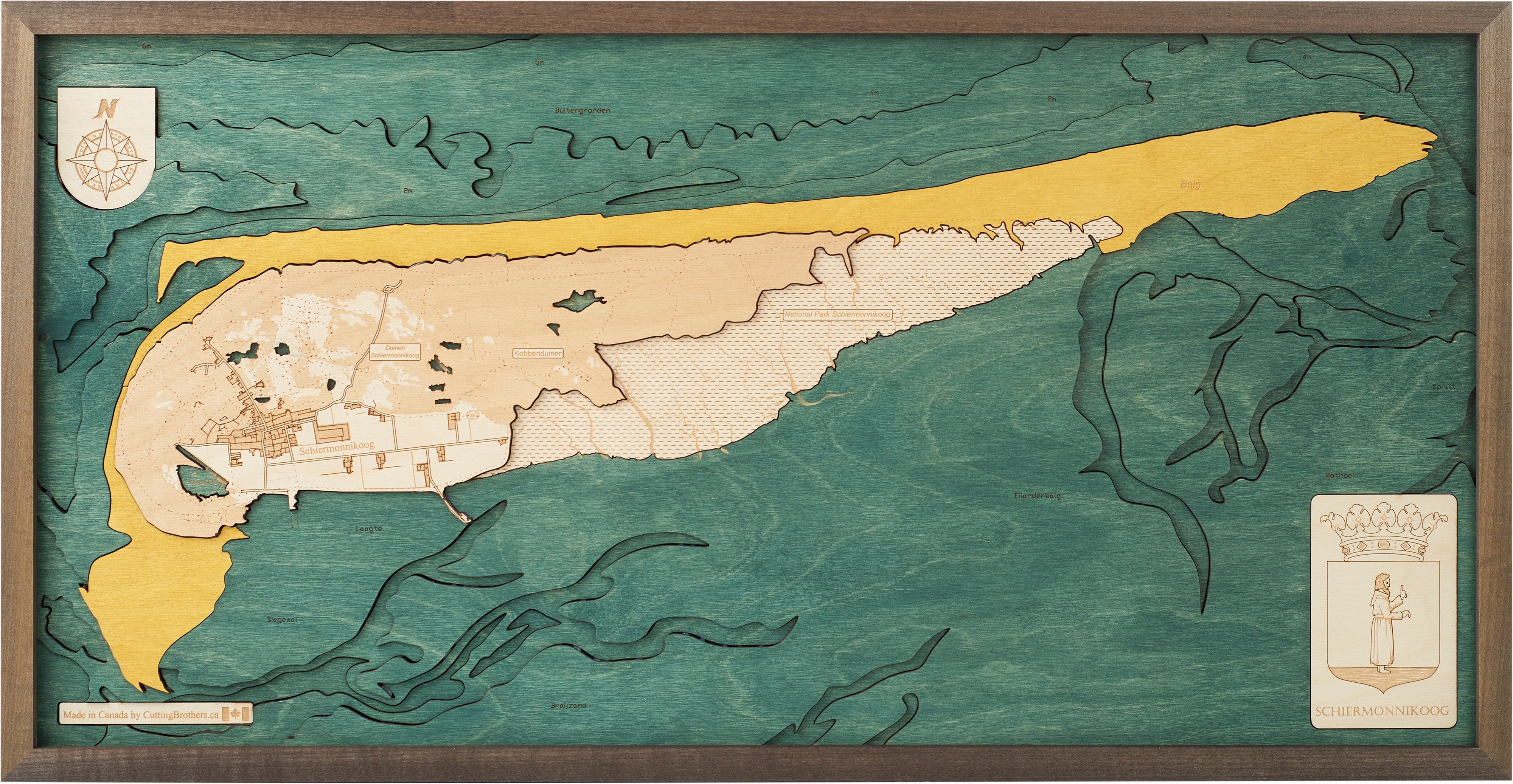 SCHIERMONNIKOOG 3D WOODEN WALL MAP - Version M