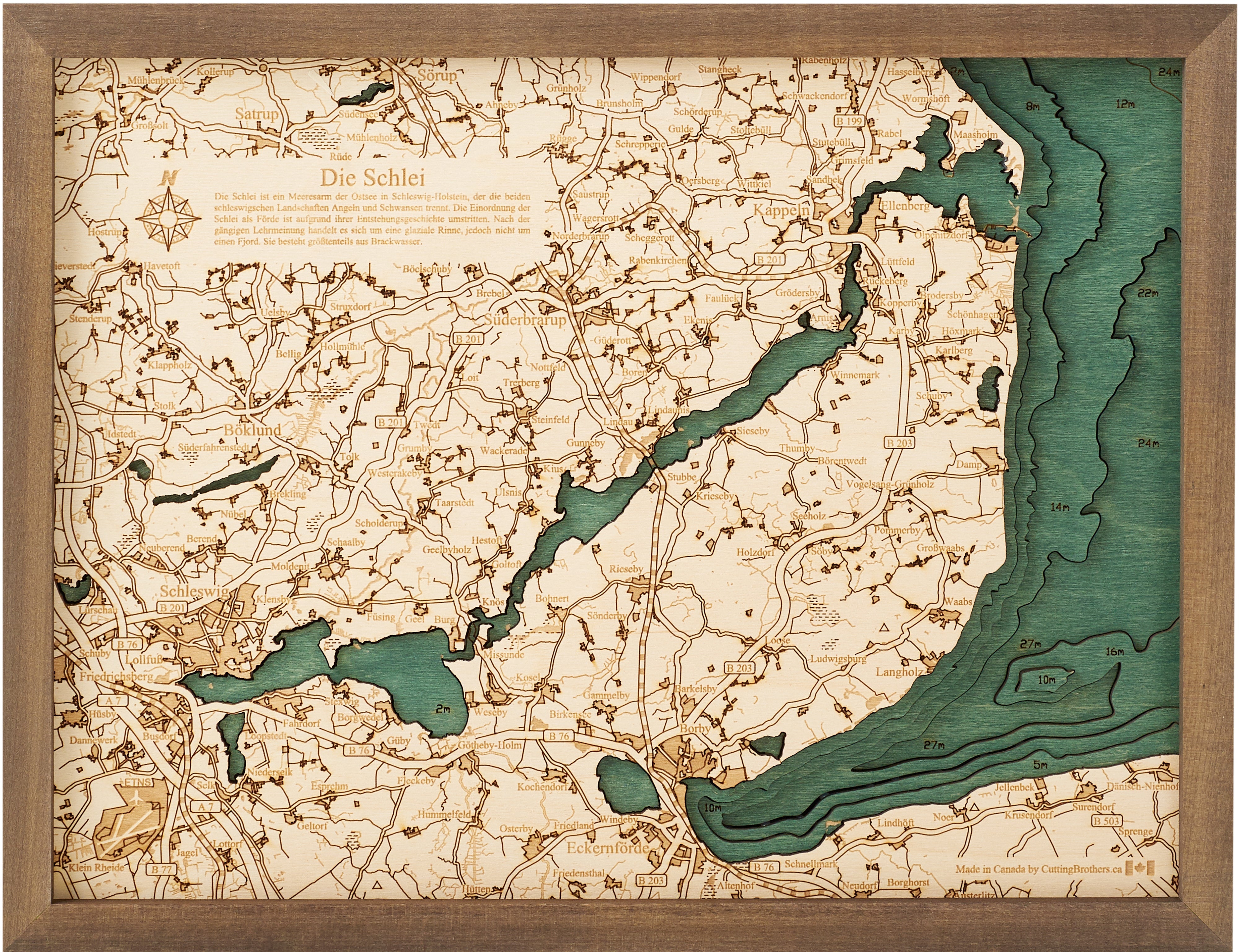 SCHLEI 3D WOODEN WALL MAP - Version S