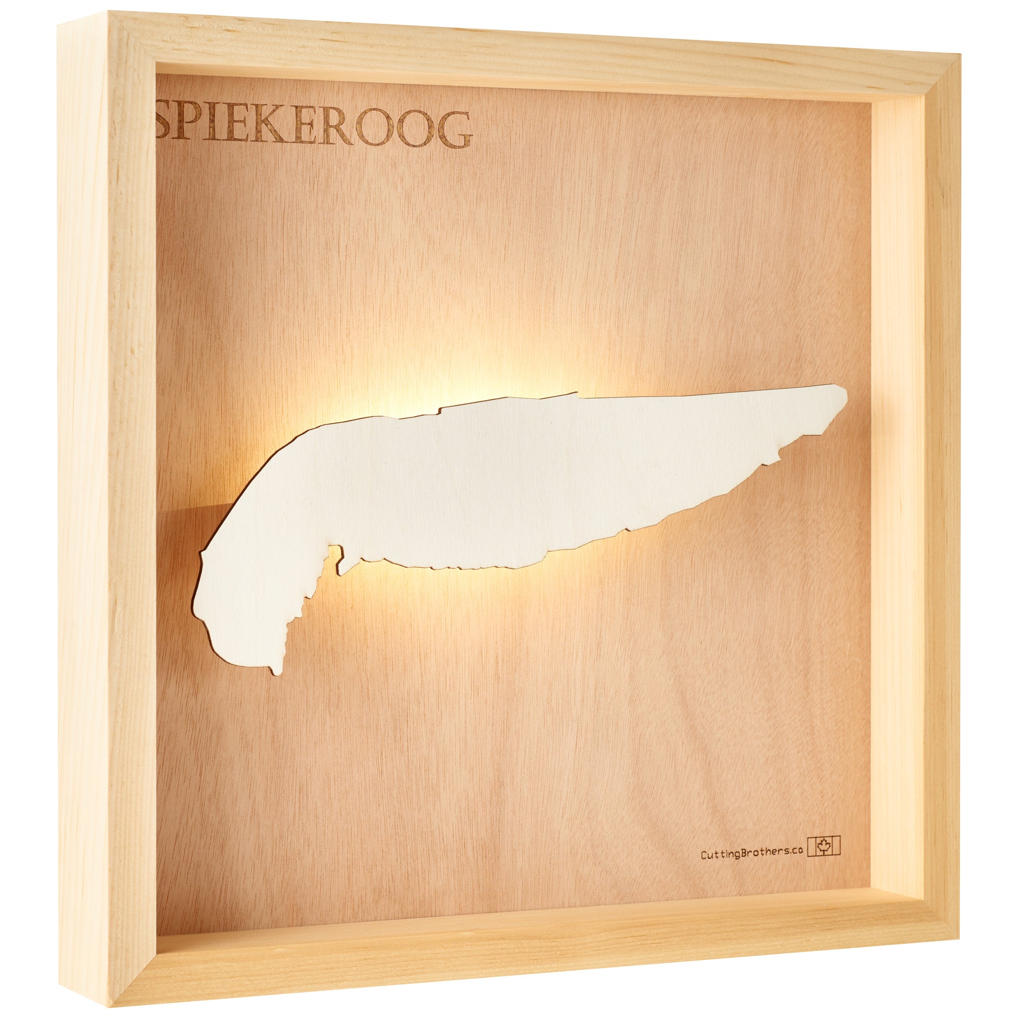 SPIEKEROOG LED LIGHT WOODEN WALL MAP - Version S