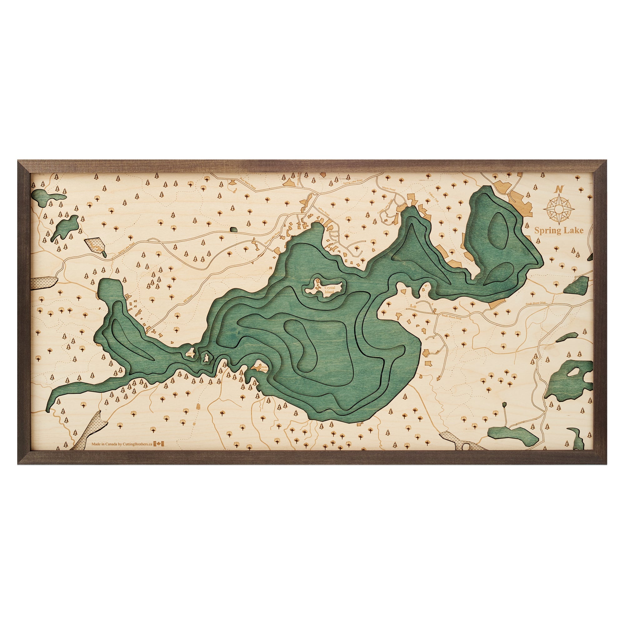 SPRING LAKE 3D WOODEN WALL MAP - Version M