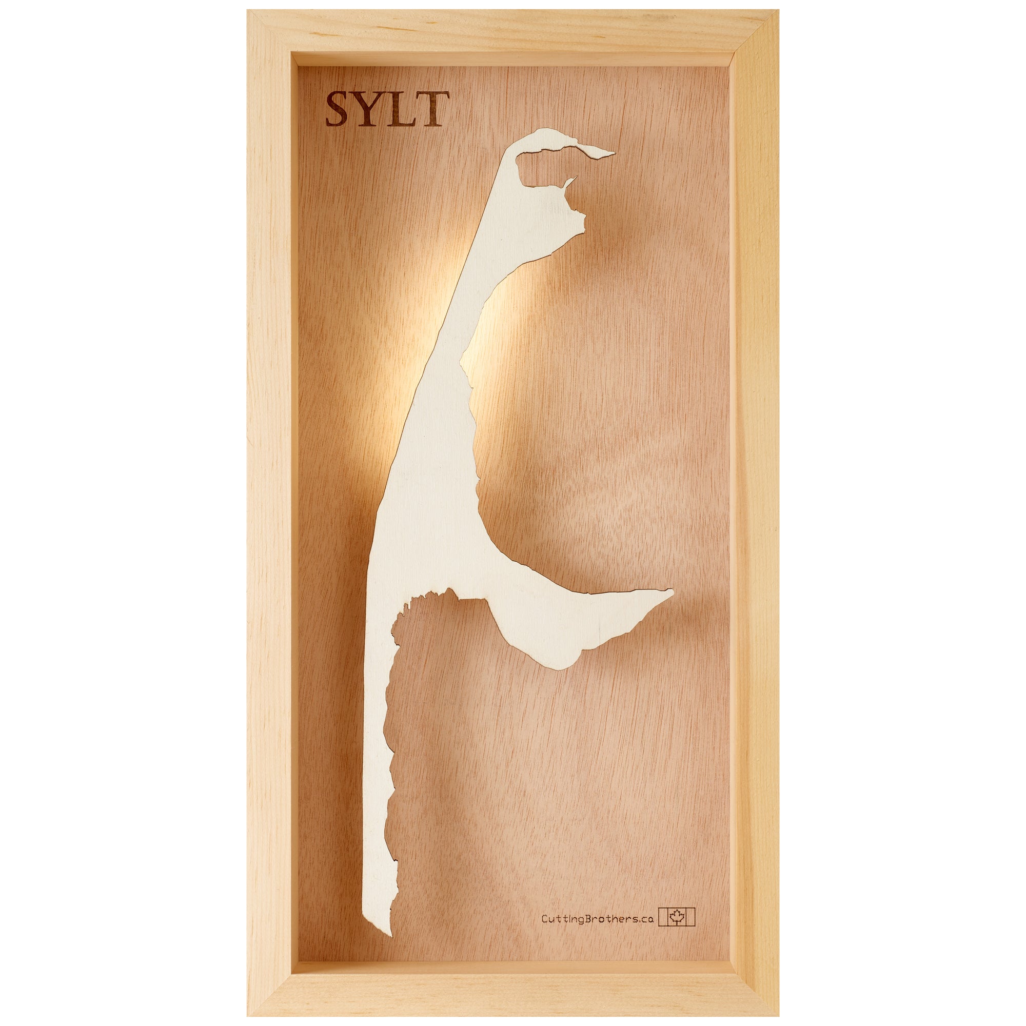 SYLT LED LIGHT WOODEN WALL MAP - Version S