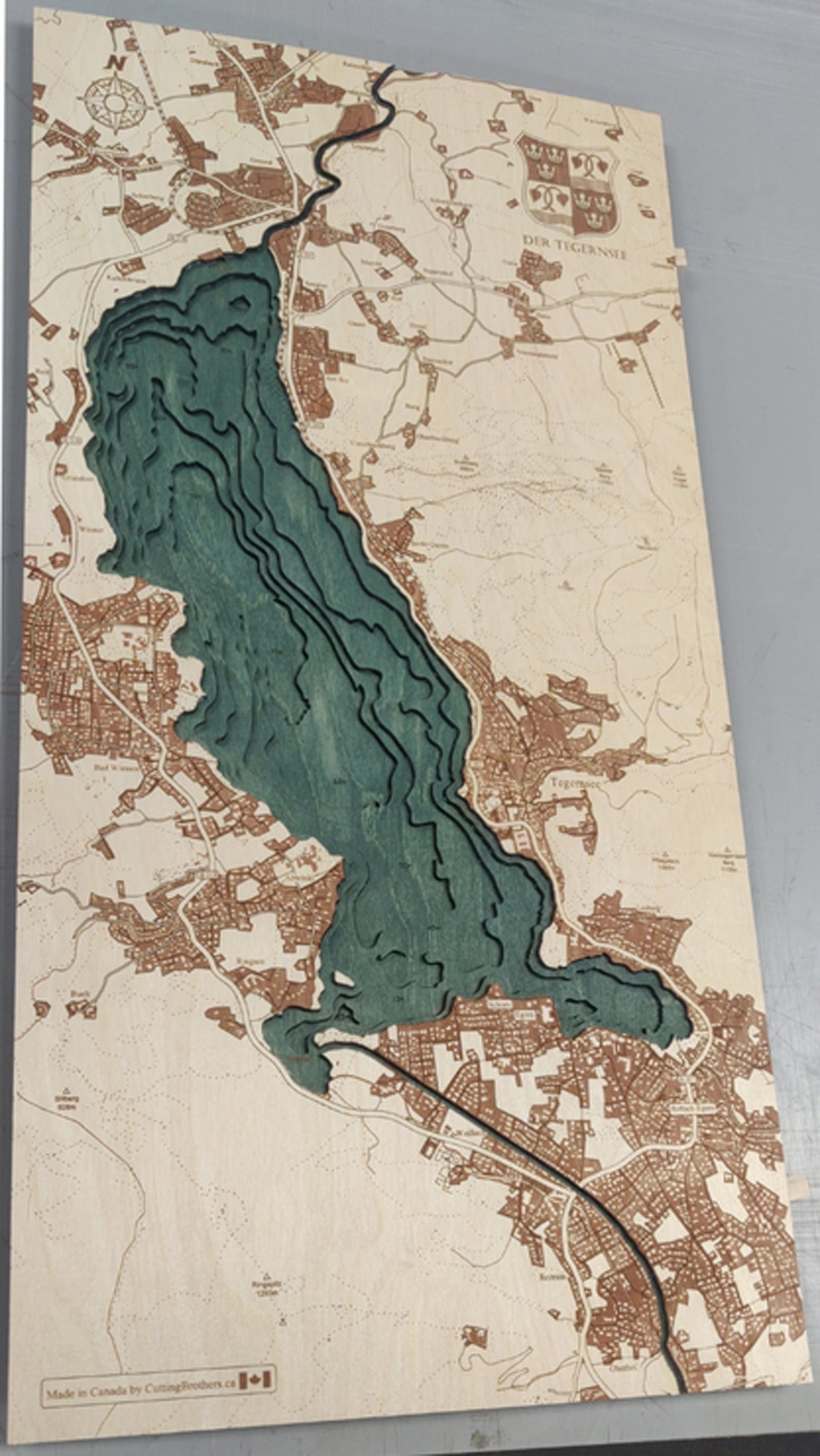 LAKE TEGERNSEE 3D WOODEN WALL MAP - VERSION XL