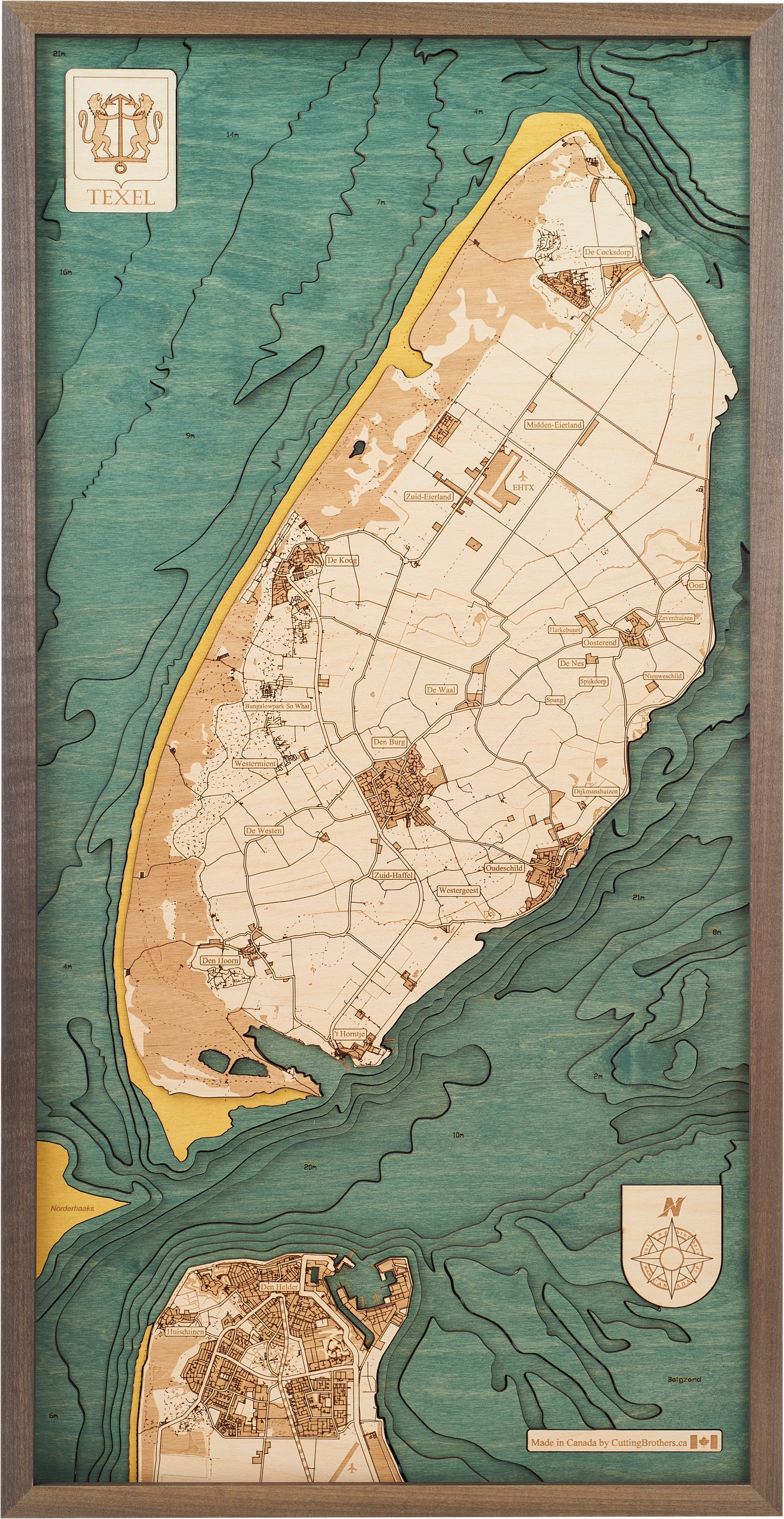 TEXEL 3D WOODEN WALL MAP - Version M