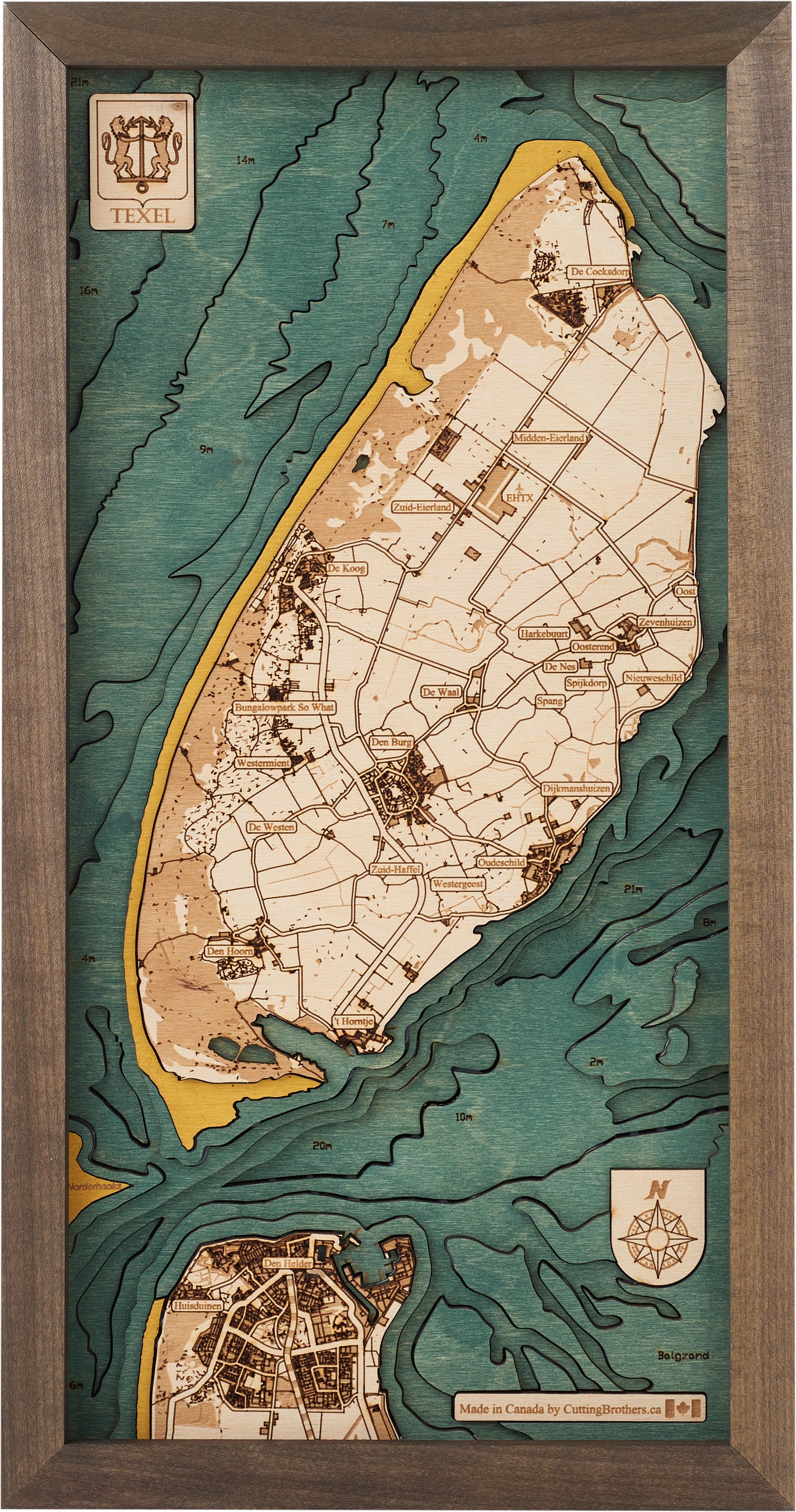 TEXEL 3D WOODEN WALL MAP - Version S