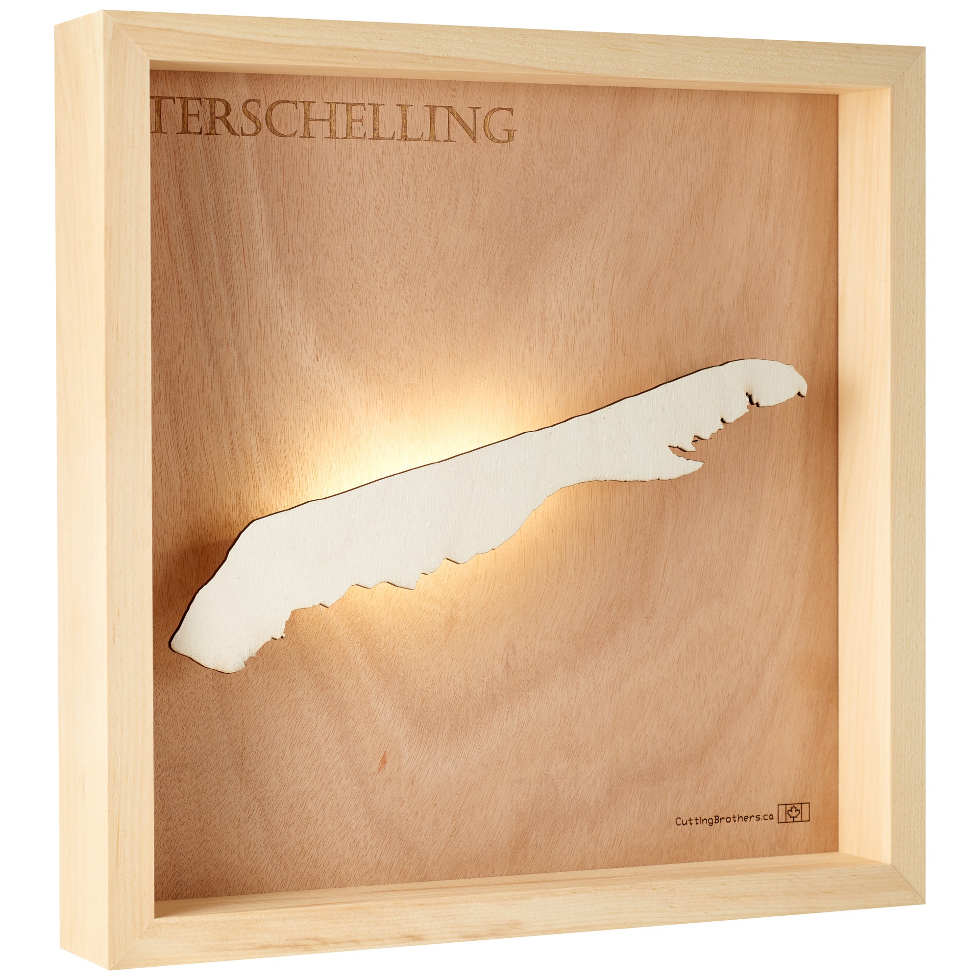 TERSCHELLING LED LIGHT WOODEN WALL MAP - Version S