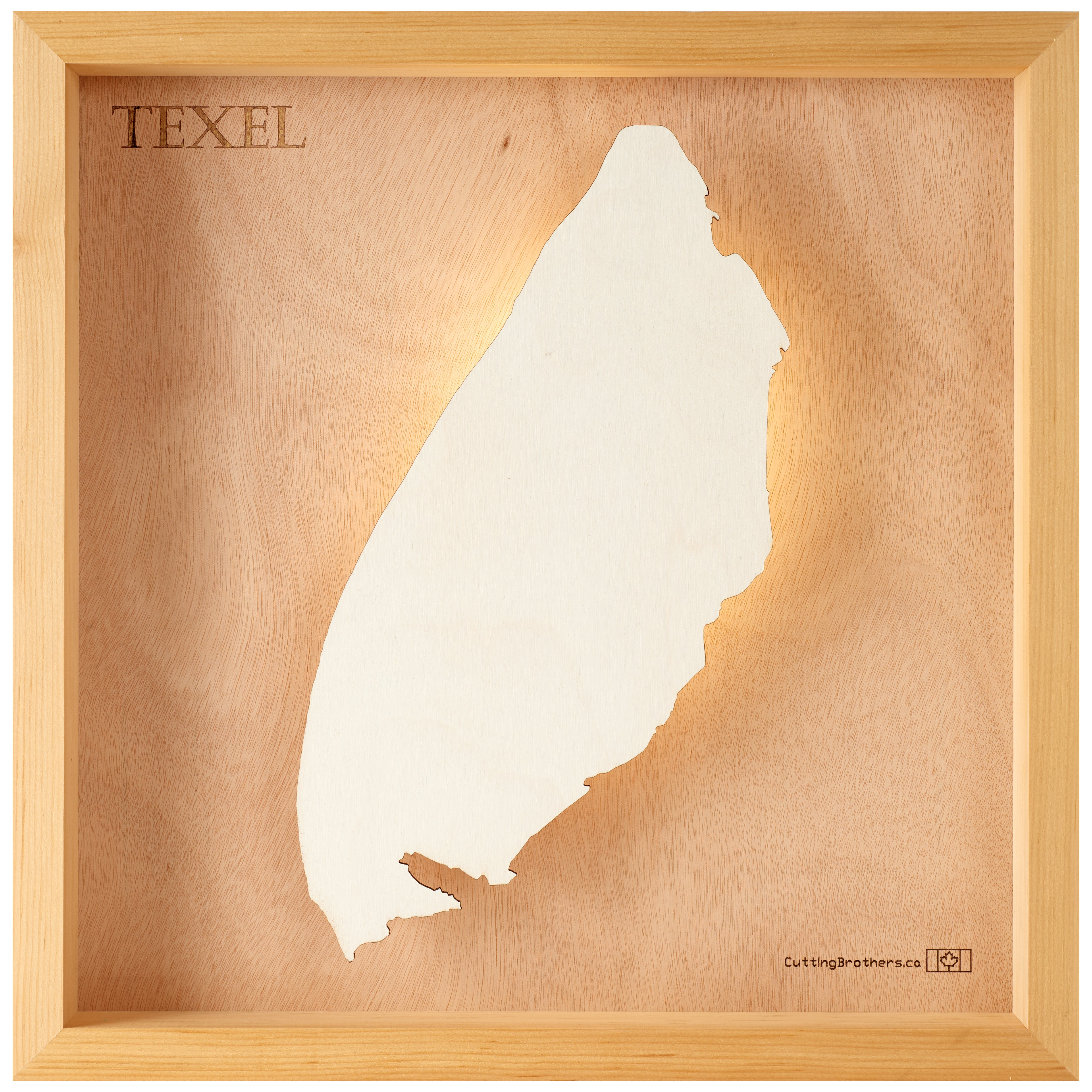 TEXEL LED LIGHT WOODEN WALL MAP - Version S