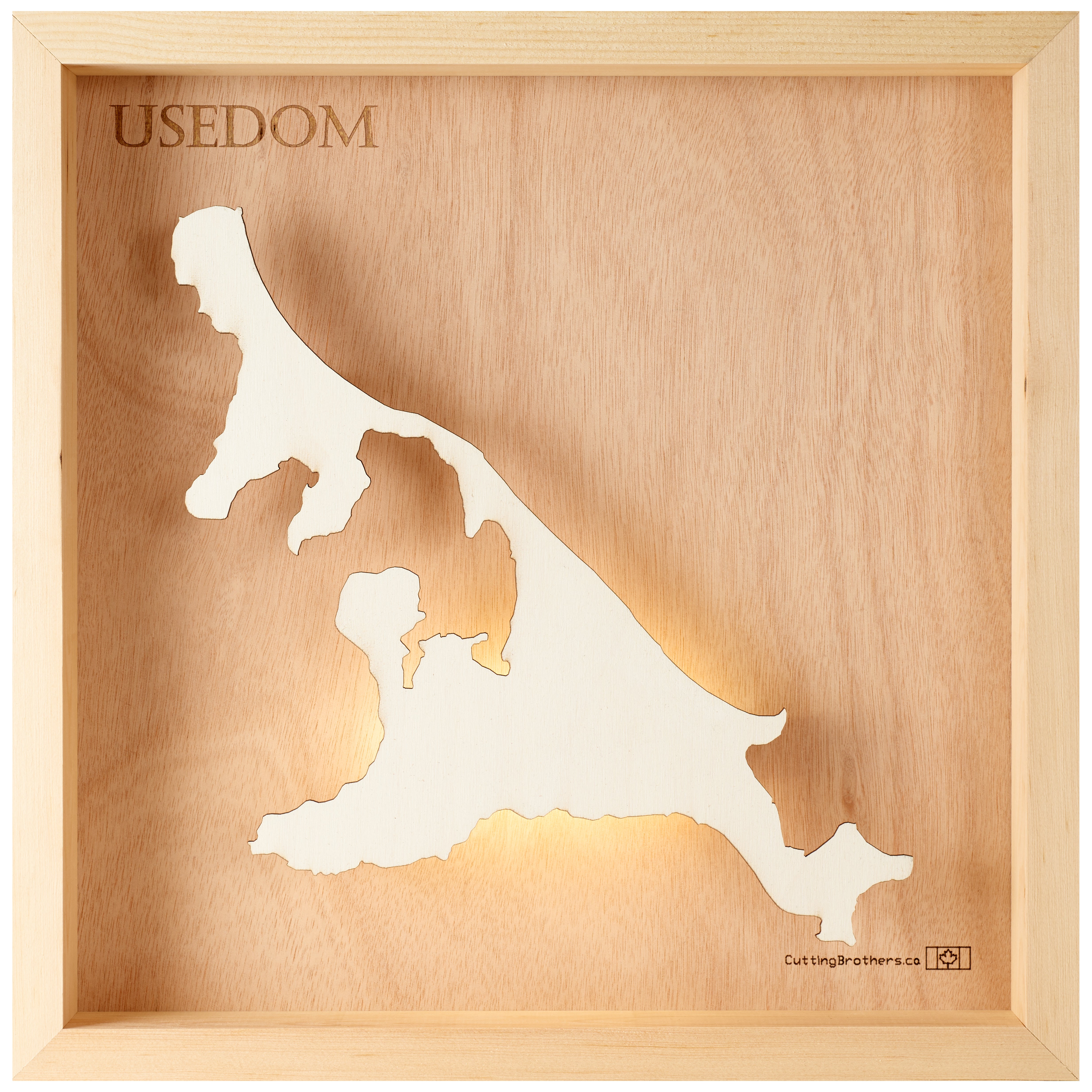 USEDOM LED LIGHT WOODEN WALL MAP - Version S