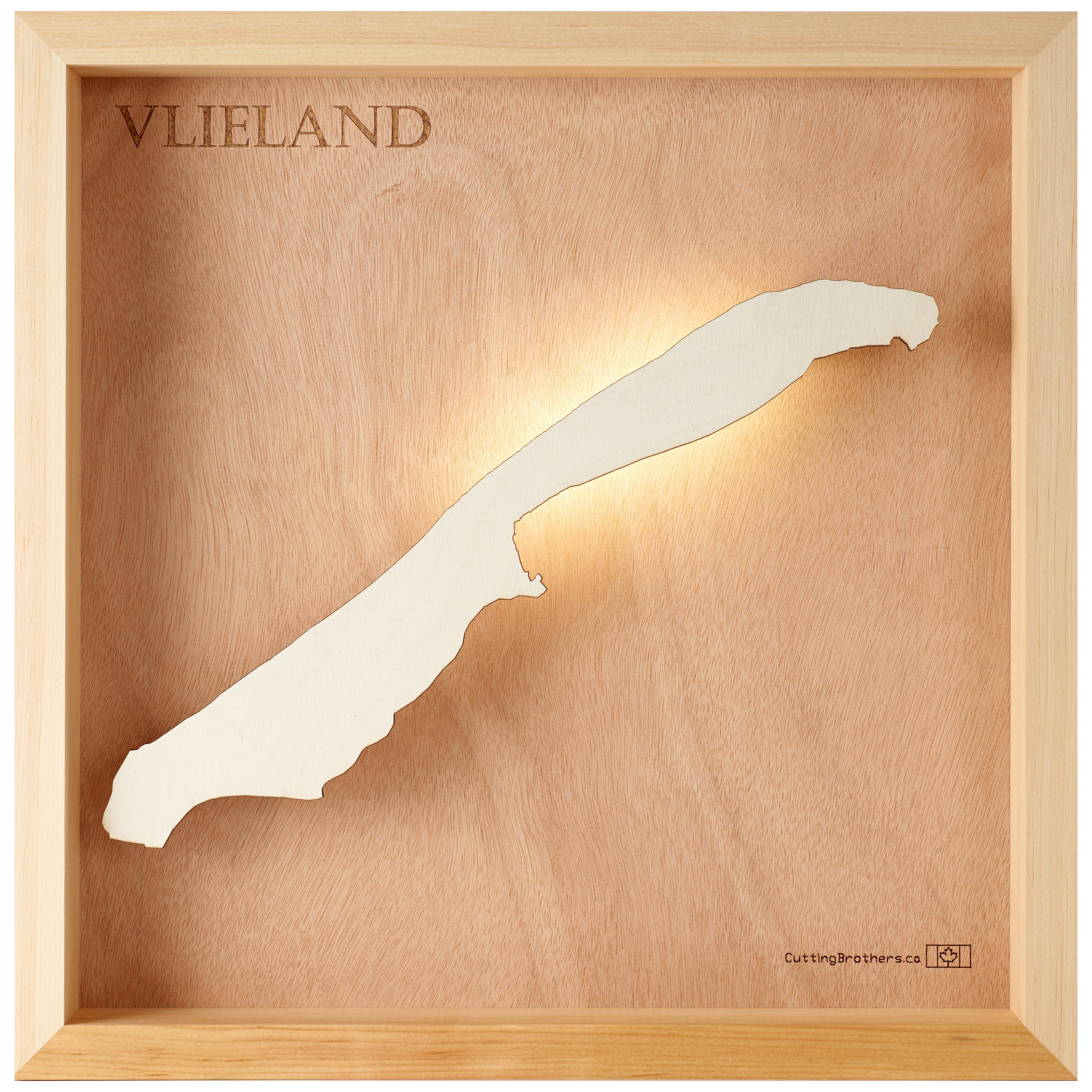 VLIELAND LED LIGHT WOODEN WALL MAP - Version S