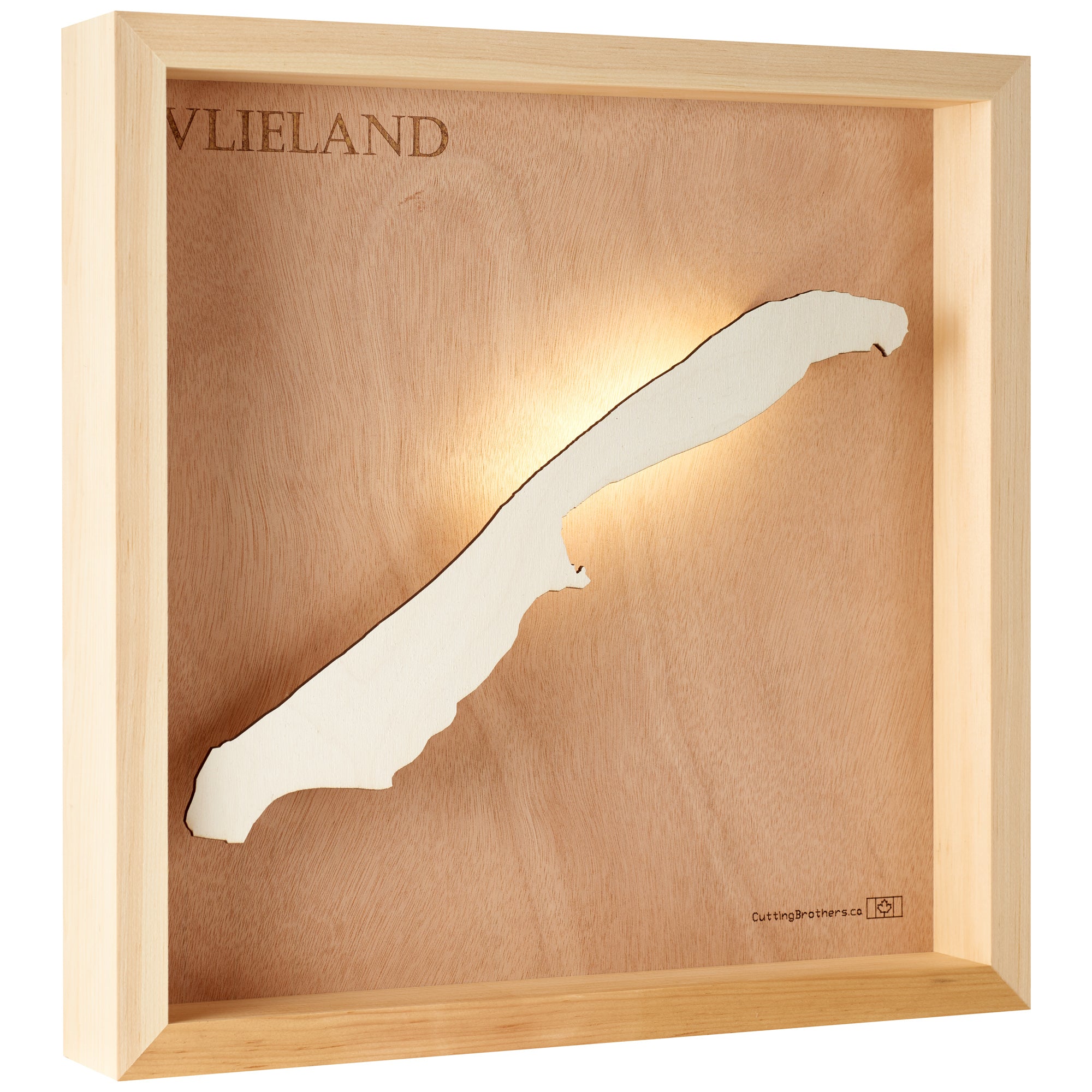 VLIELAND LED LIGHT WOODEN WALL MAP - Version S