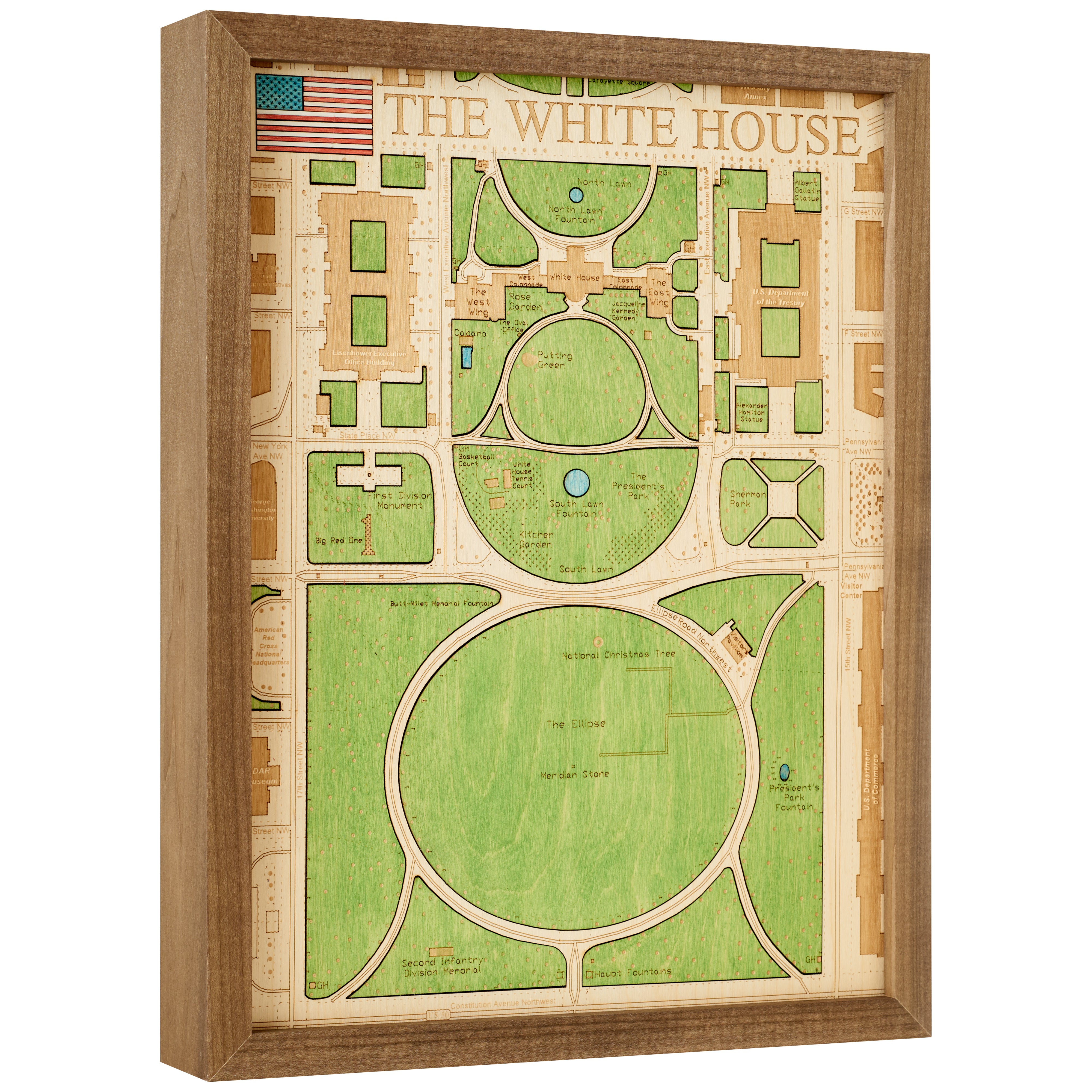 WHITE HOUSE 3D WOODEN WALL MAP - Version S