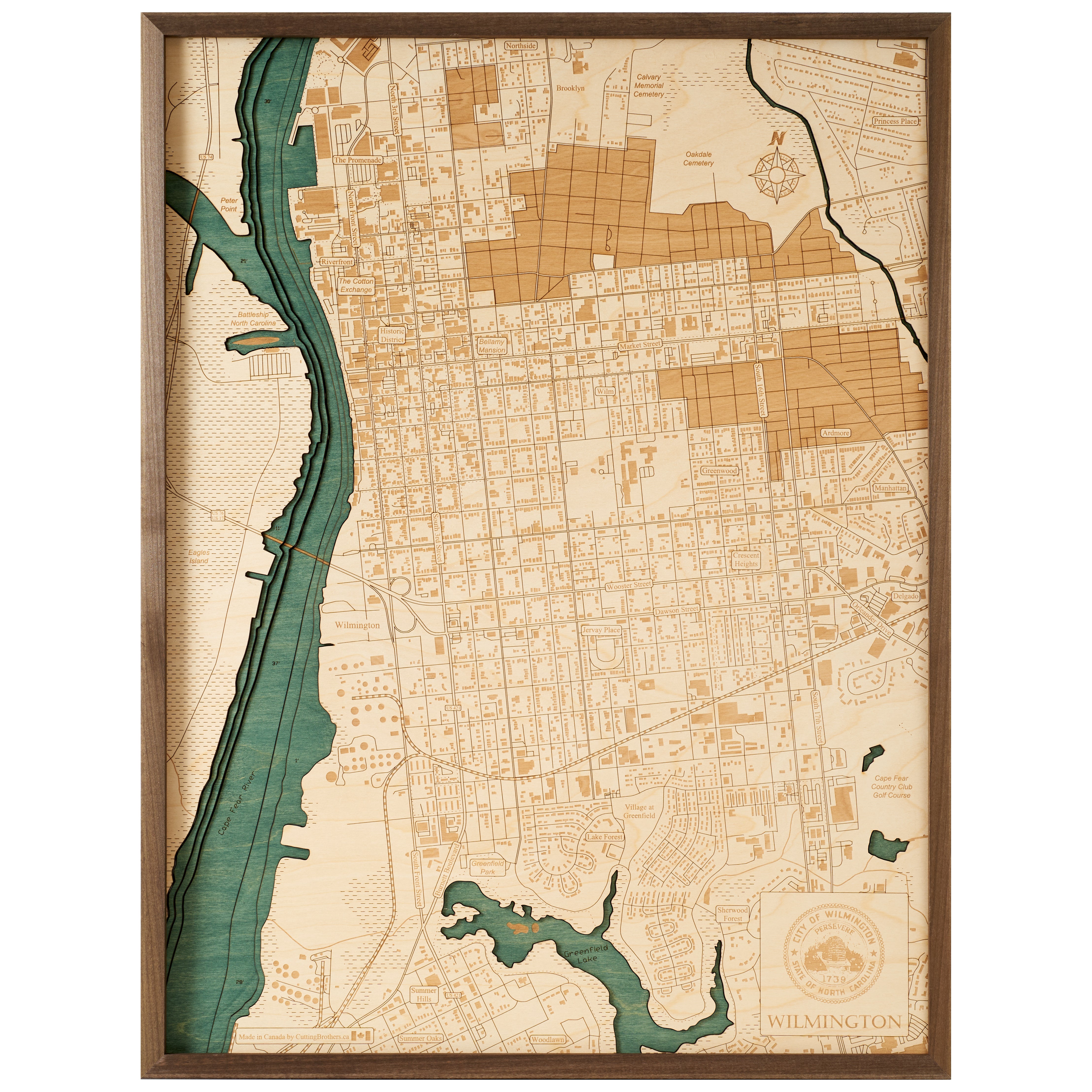 ANCHORAGE 3D WOODEN WALL MAP - Version L