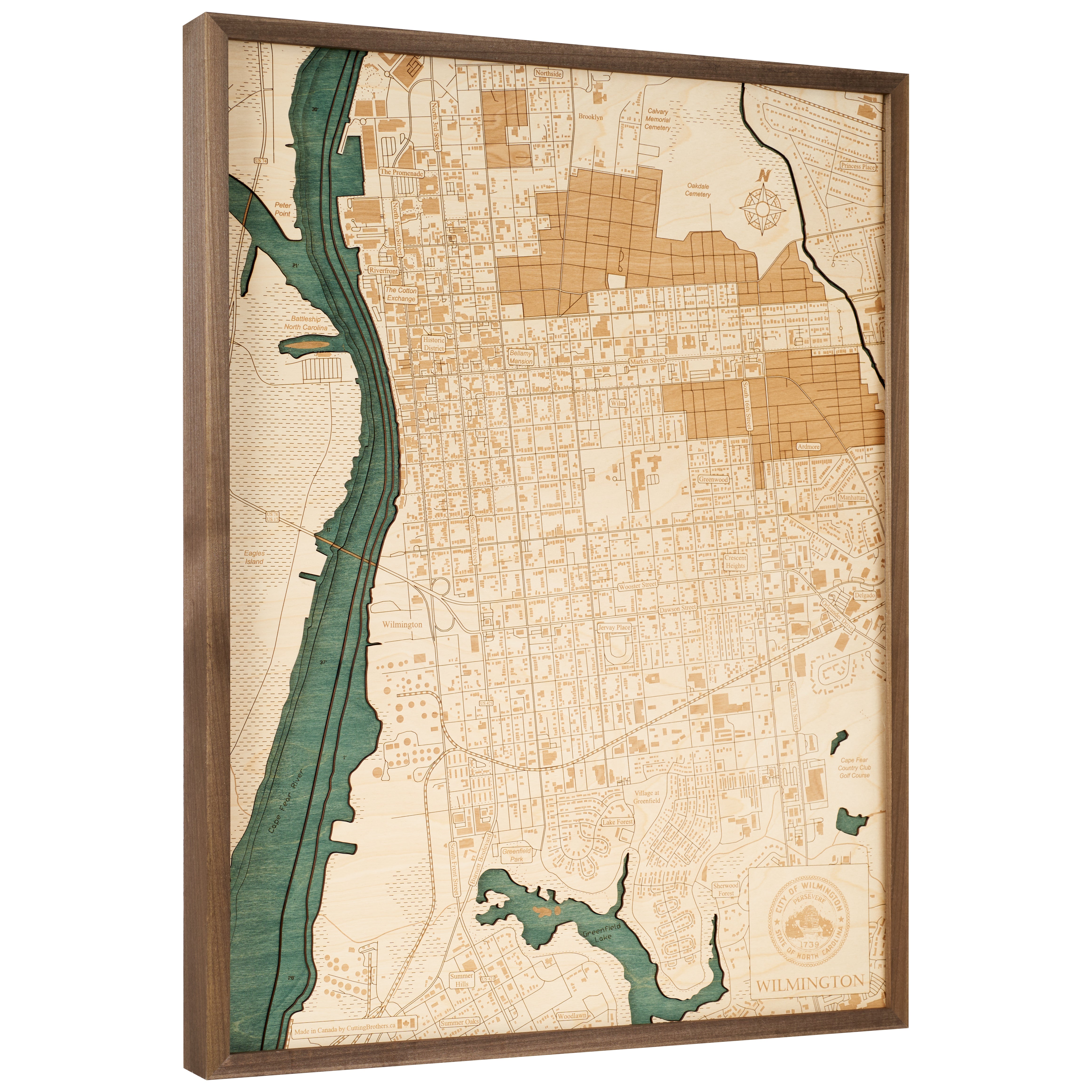 ANCHORAGE 3D WOODEN WALL MAP - Version L