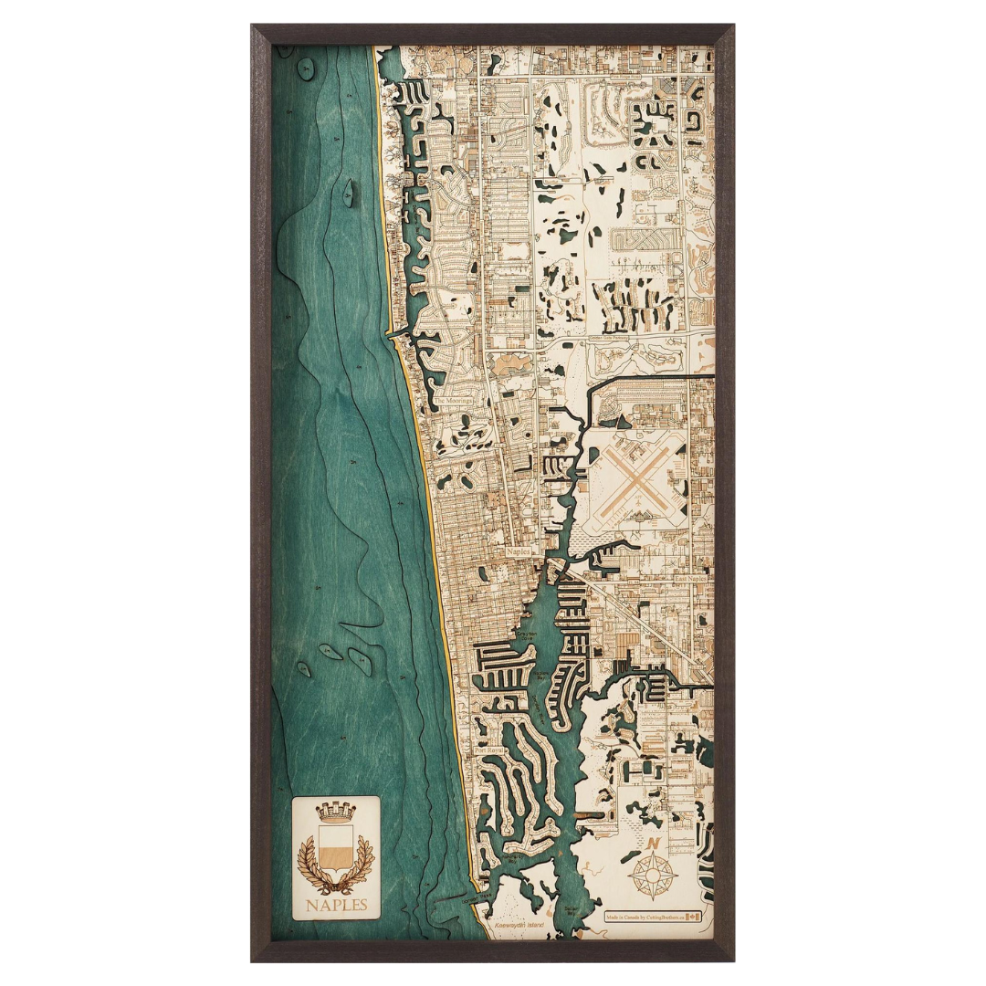 NAPLES 3D WOODEN WALL MAP - Version M